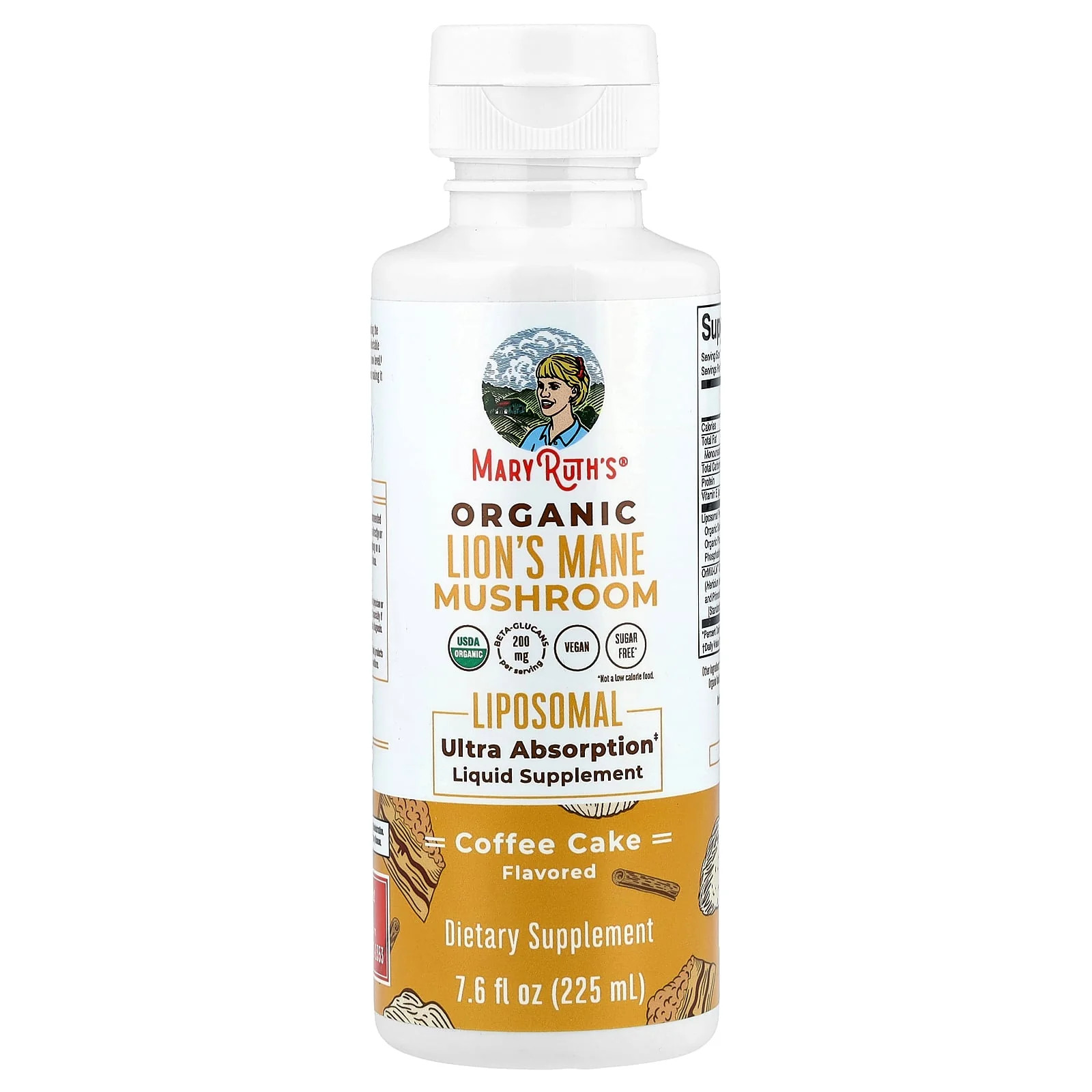 2 X MaryRuth’s, Organic Lion’s Mane Mushroom, Liposomal Liquid Supplement, Coff