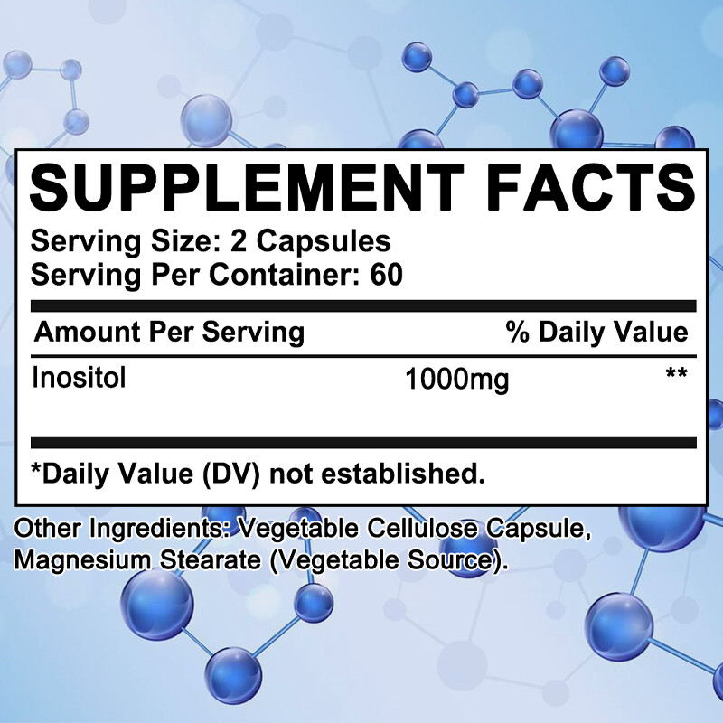 Inositol Vitamin B8 Capsules 1000mg – Female Hormone Support, Stress Management