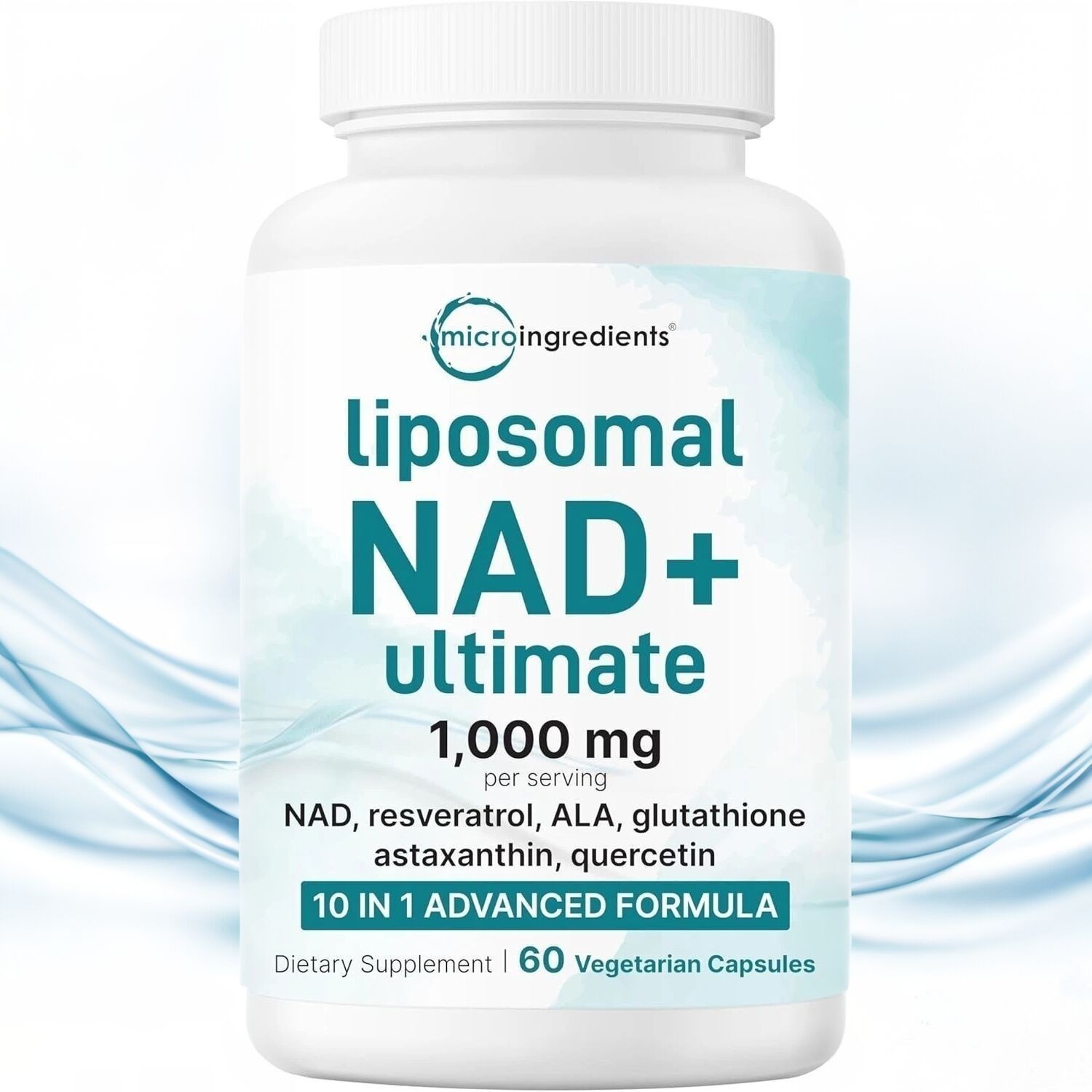 Liposomal NAD+ Ultimate 10-in-1 with Resveratrol ,1000mg | 60 Veggie Capsules