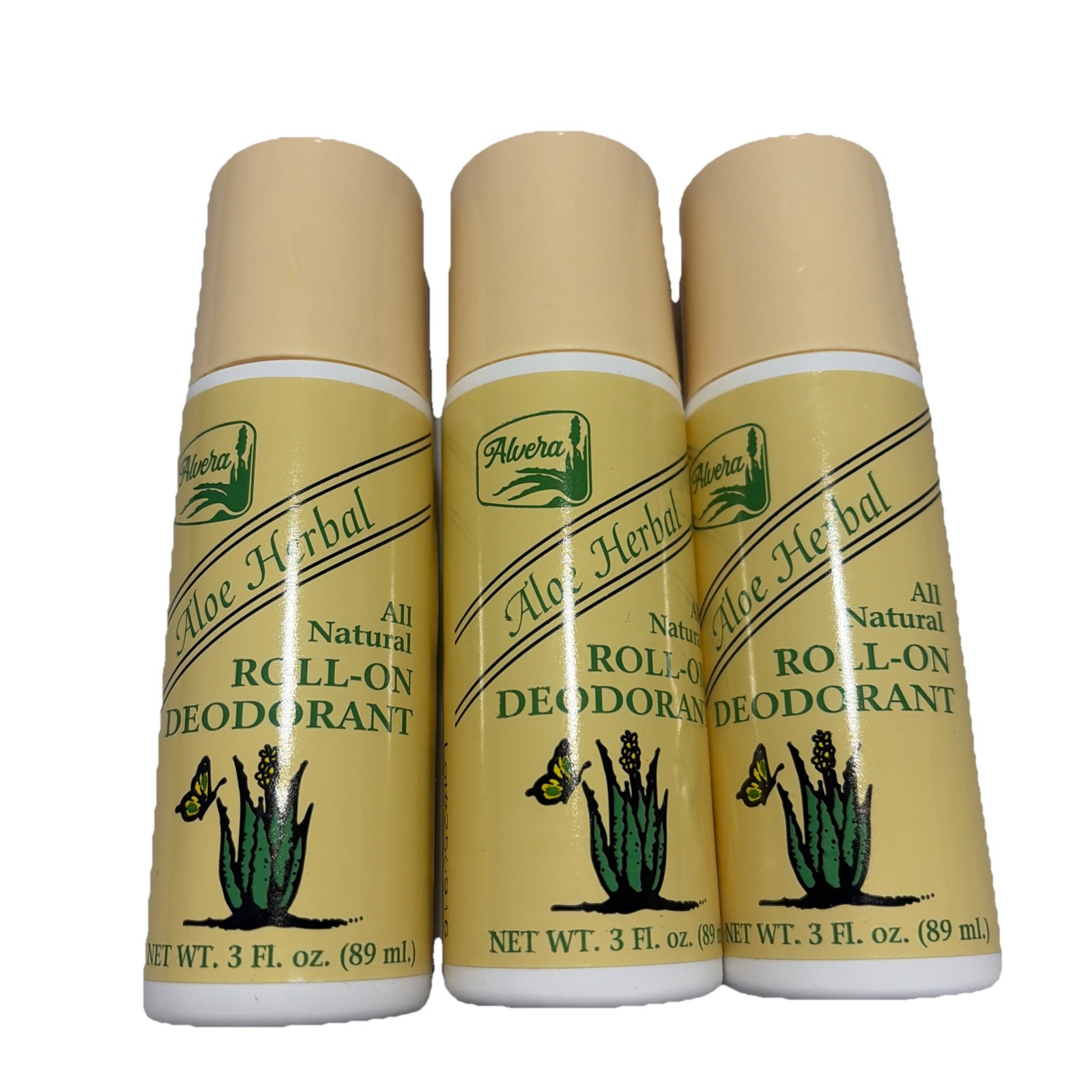 (Pack of 3) Alvera Aloe Herbal, Roll-On Deodorant, 3oz