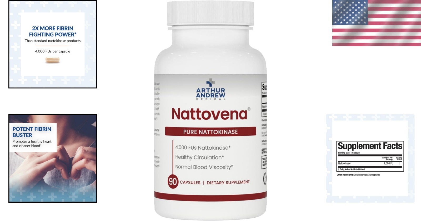 Nattovena Pure Nattokinase Supplement – Double Strength 4,000 FUs Capsules