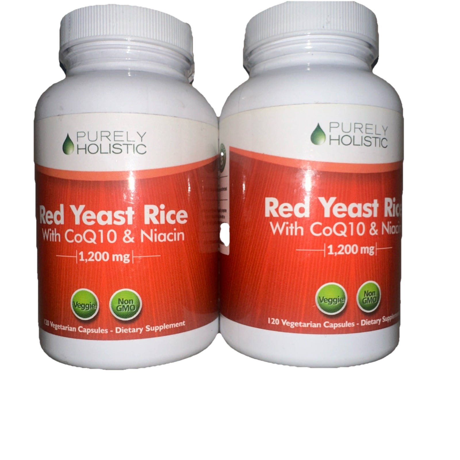 2 Lot! Red Yeast Rice1200mg CoQ10 120 Vegetarian Capsules Exp:09/2027