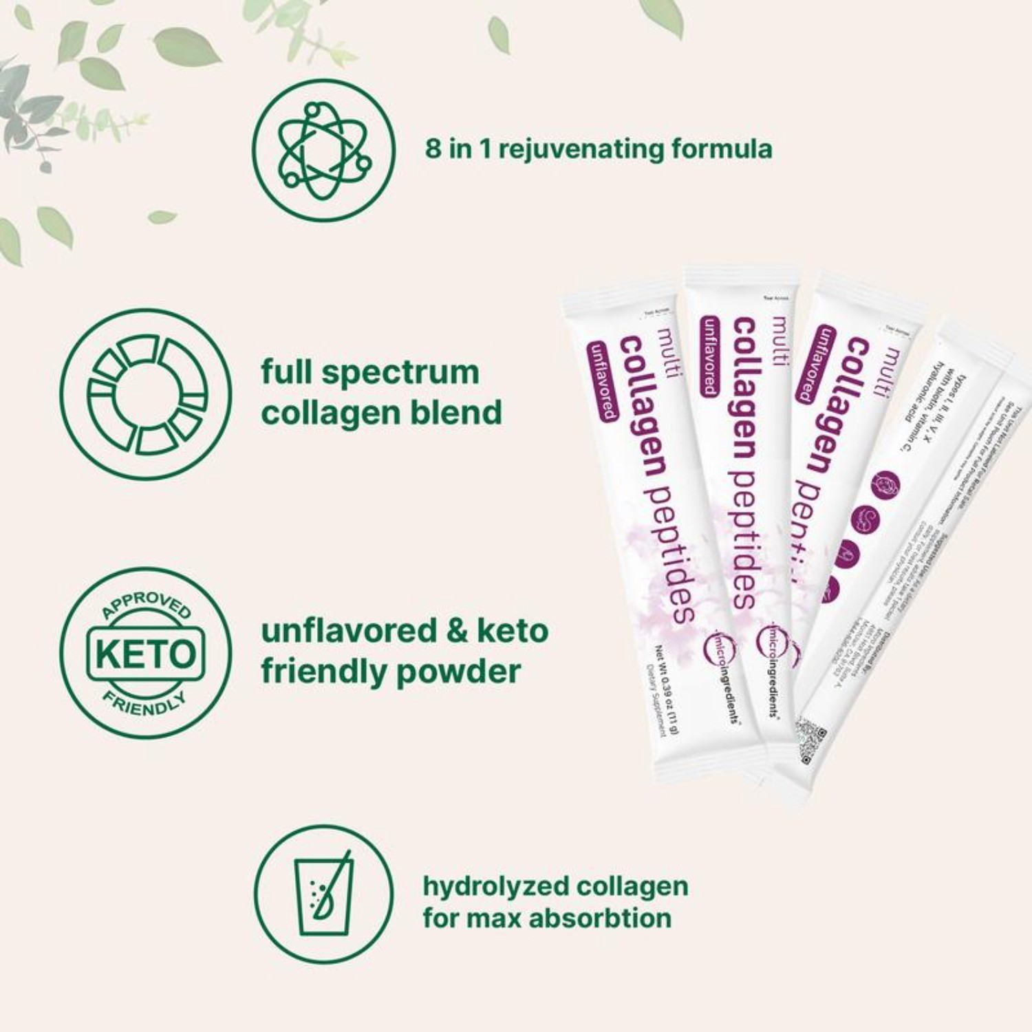 Micro Ingredients Hydrolyzed Multi Collagen (I,II,III,V,X) , Unflavored-