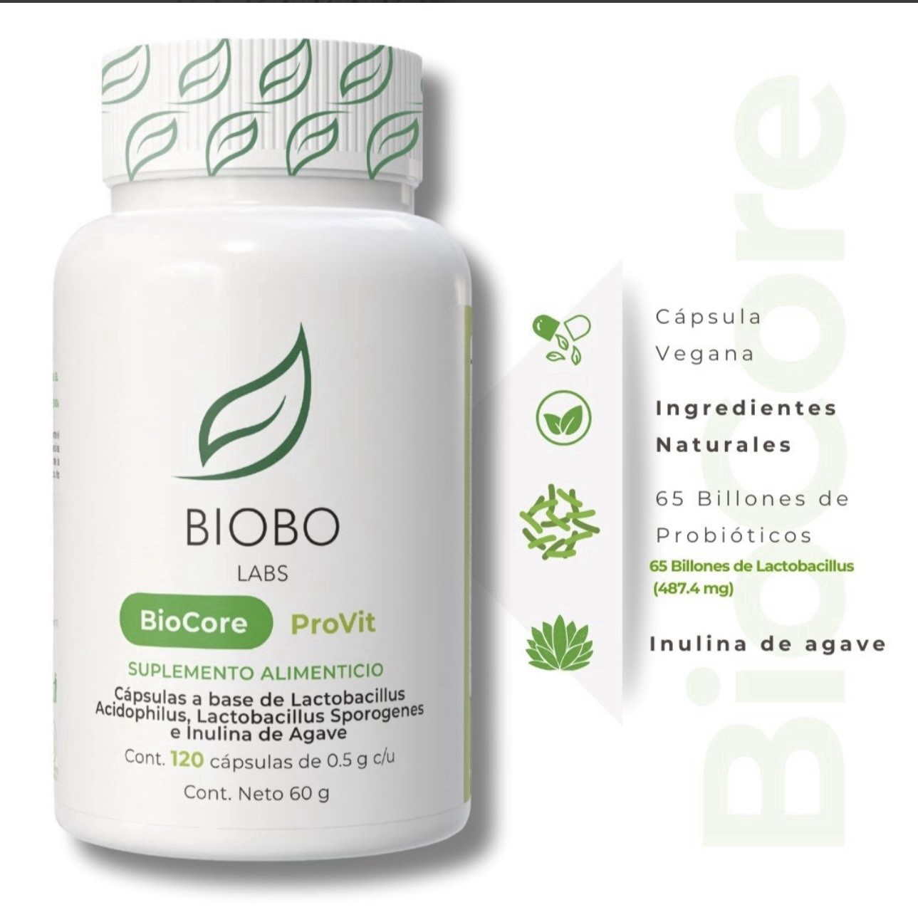 Biobo Labs BioCore ProVit Probiotic Supplement 120 Capsules Lactobacillus