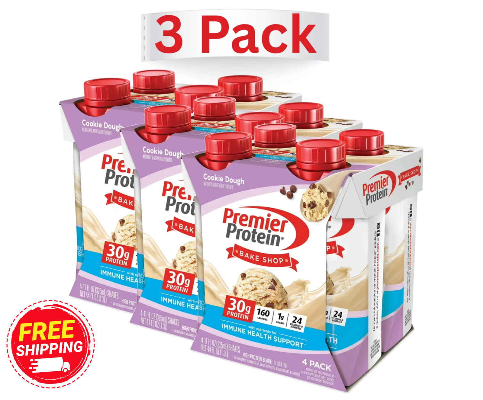 Premier Protein Shake Cookie Dough 12 Pack 30g Protein Low Sugar Ready to Drink