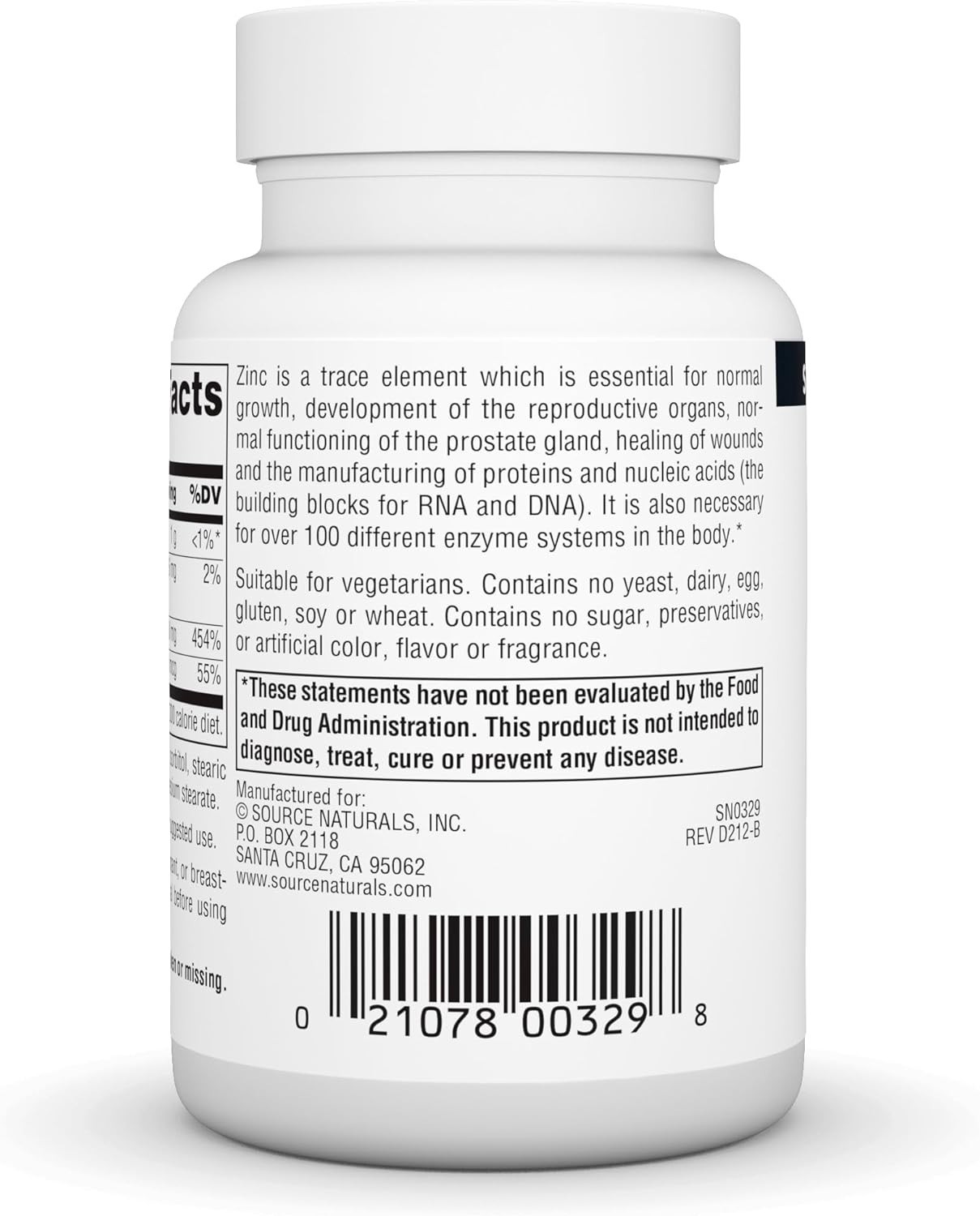 Source Naturals Zinc Amino Acid Chelate – 50mg – 100 Tablets
