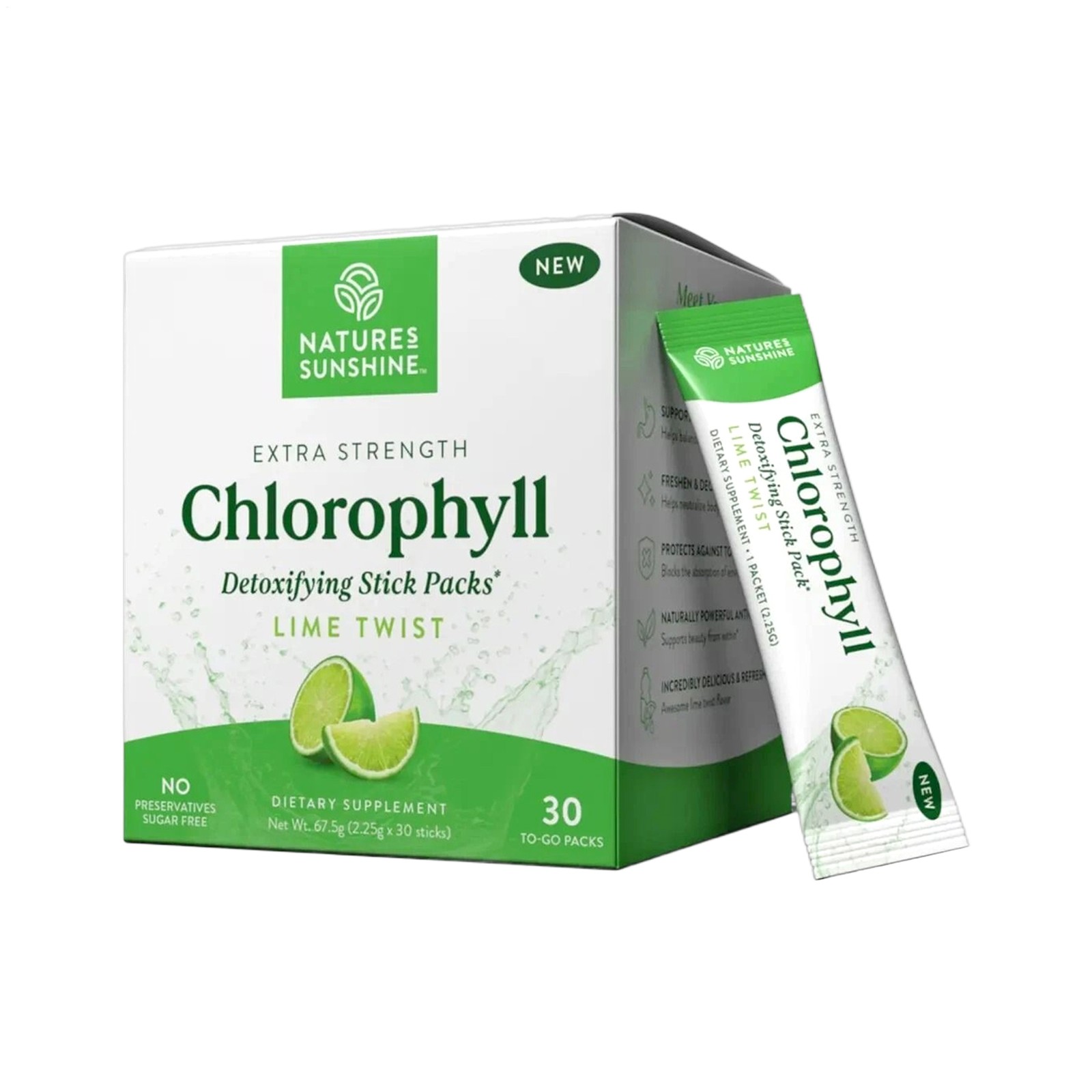 Chlorophyll Stick Packs For Gut Health Natural Mild 30 Counts Nutrition