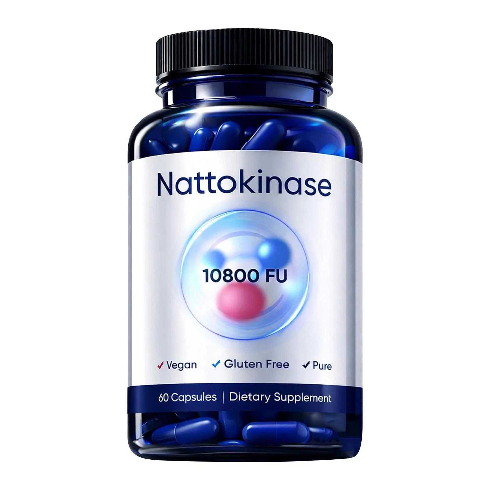 Enhanced Nattokinase 60 FU 10800 Capsules Vegan Gluten Free Heart Support Supple