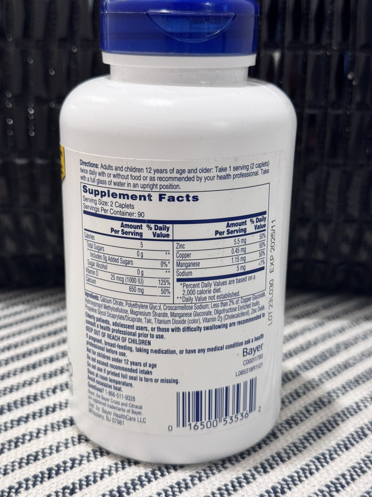Citracal Maximum Plus Calcium Citrate + D3, 180 Coated Caplets, Exp 11/2025