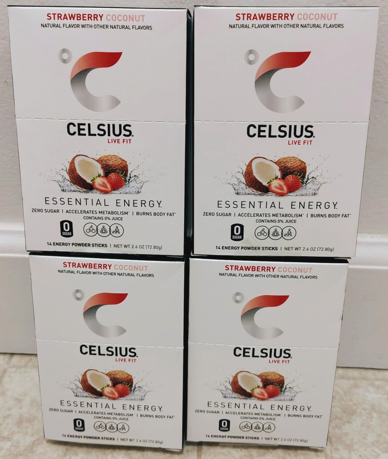 Celsius Essential Energy Drink Mix Strawberry Coconut Zero Sugar – 56-count