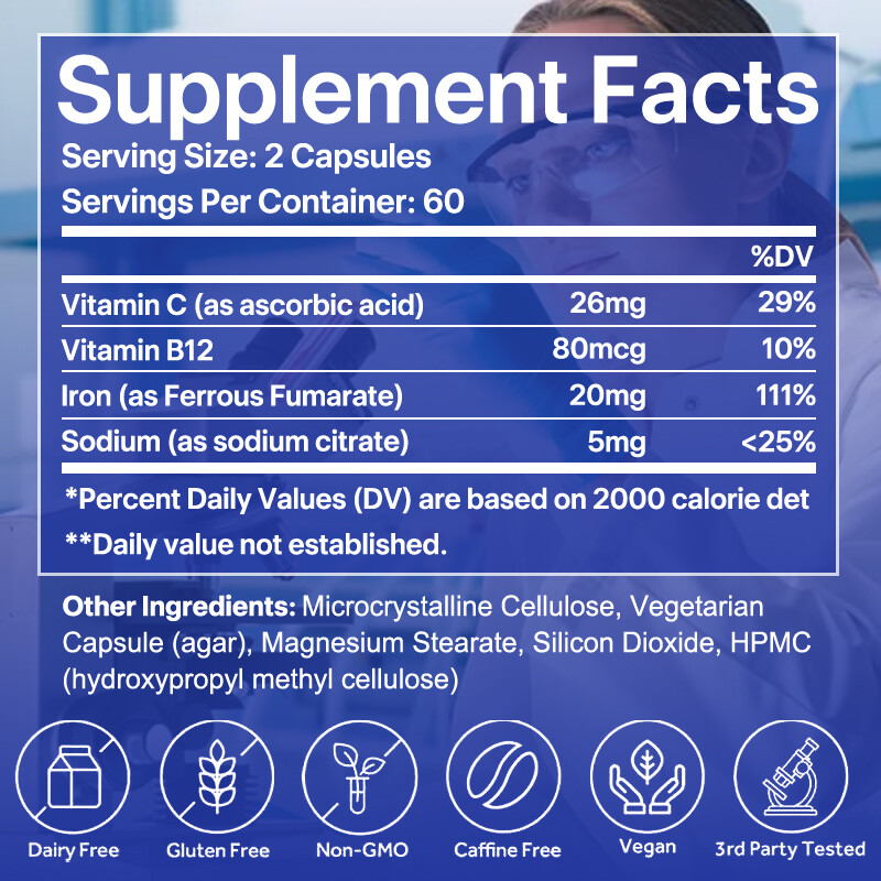 All-purpose iron supplement for vegetarians | Hemoglobin enhancement 20mg