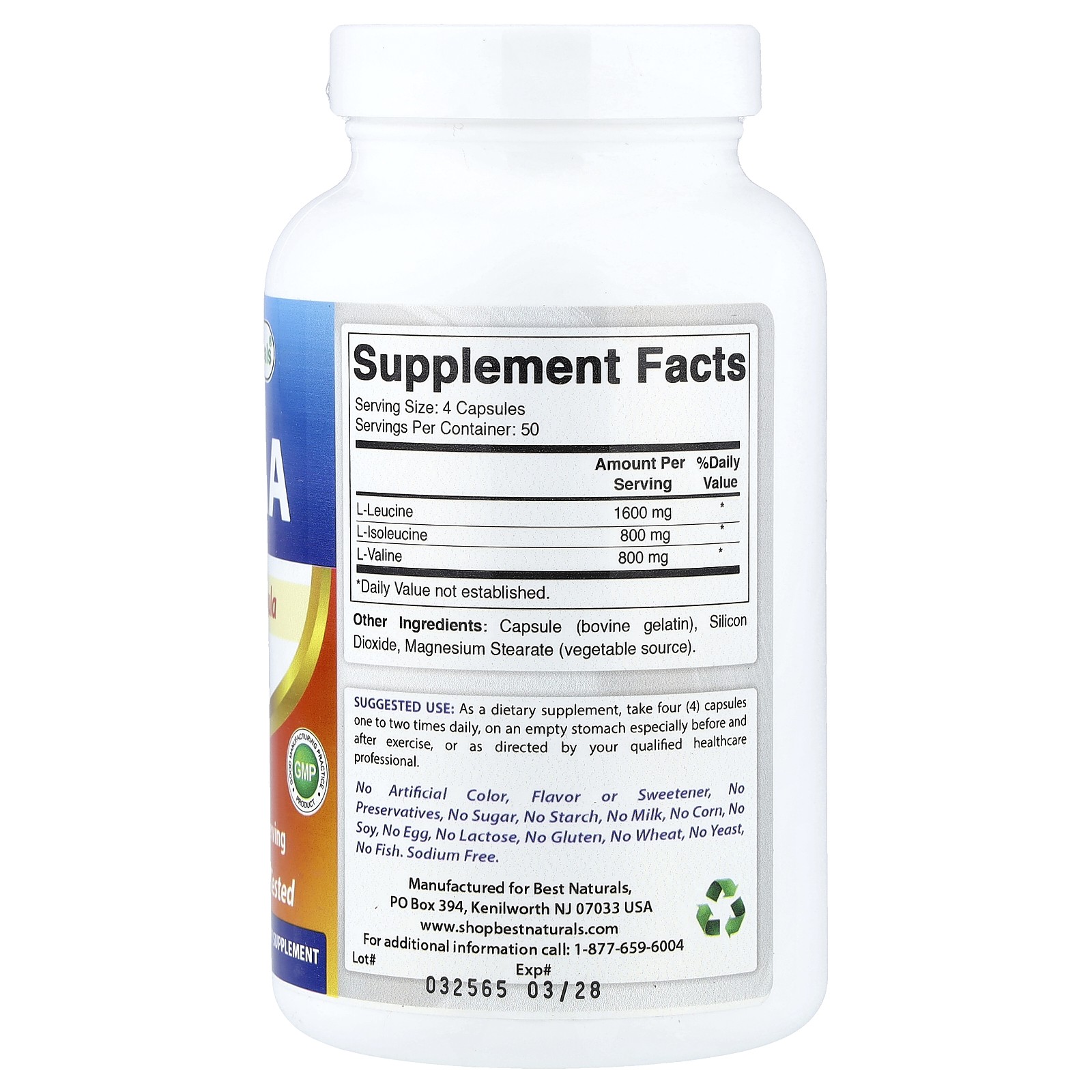 BCAA, 200 Capsules