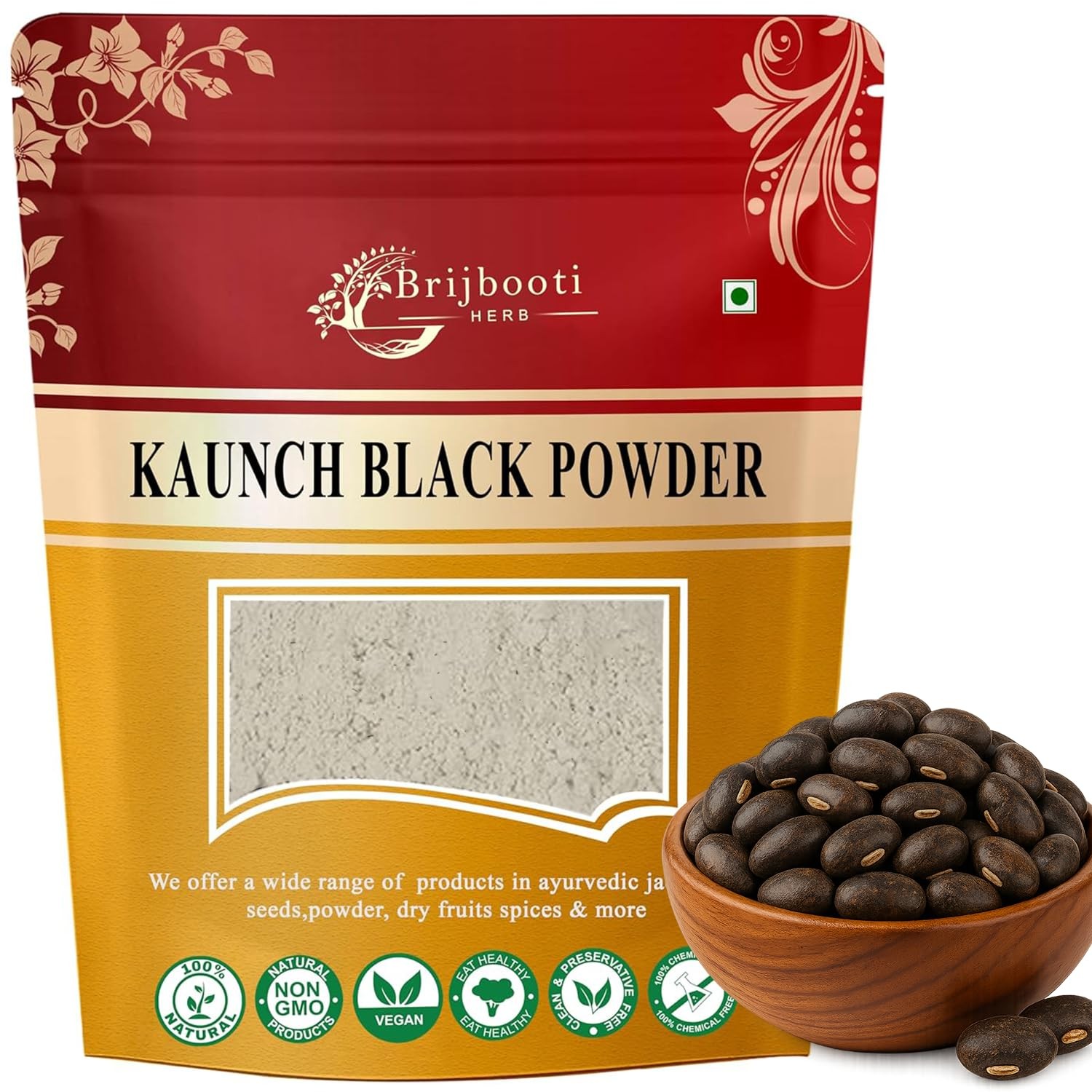 BrijBooti Black Kaunch Beej Powder 200g | Mucuna Pruriens