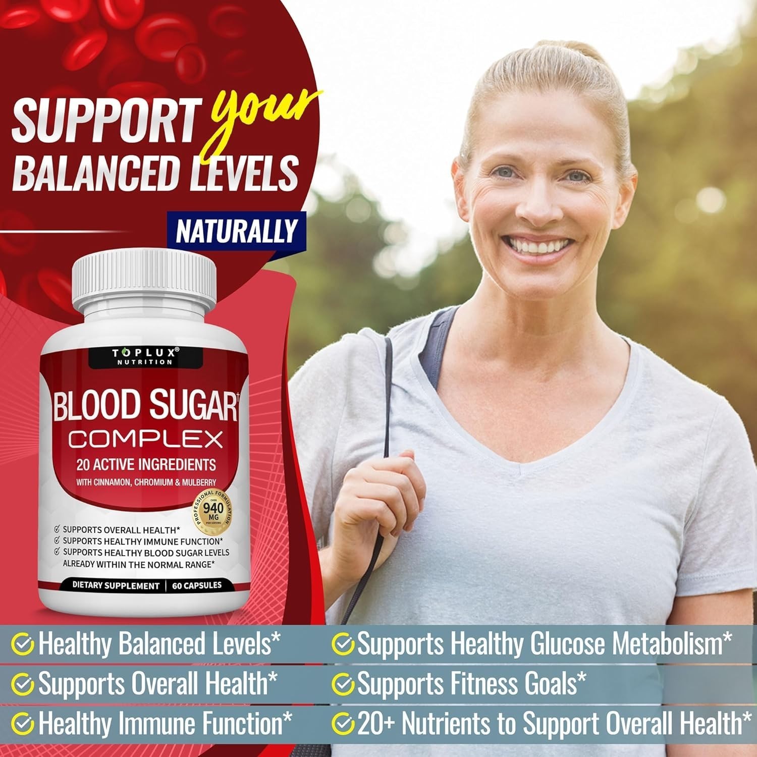Blood Sugar Complex Capsules w/ Cinnamon, Bitter Melon & Chromium, Shipping Free