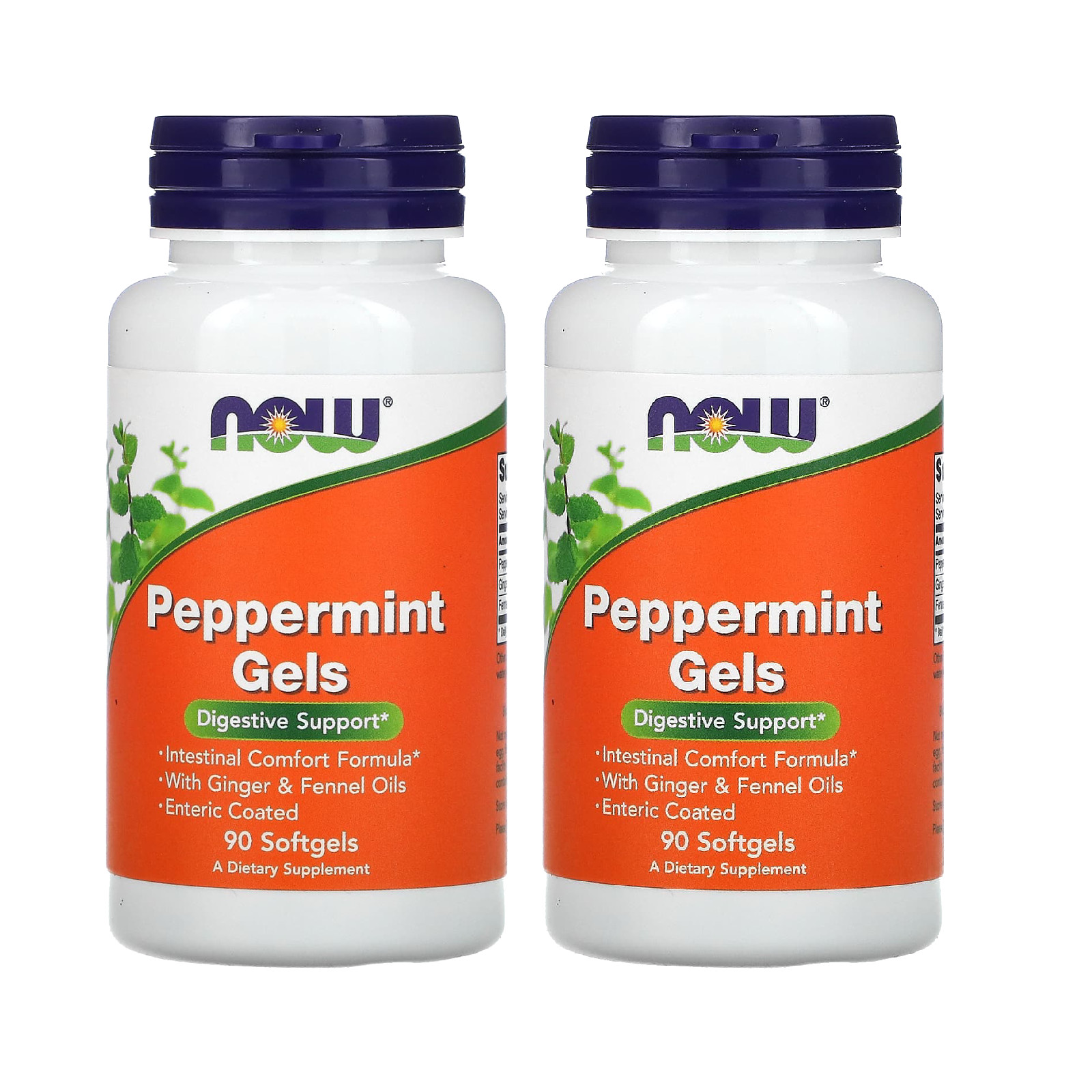 NOW Foods( 2 PACKS) , Peppermint Gels, 90 Softgels