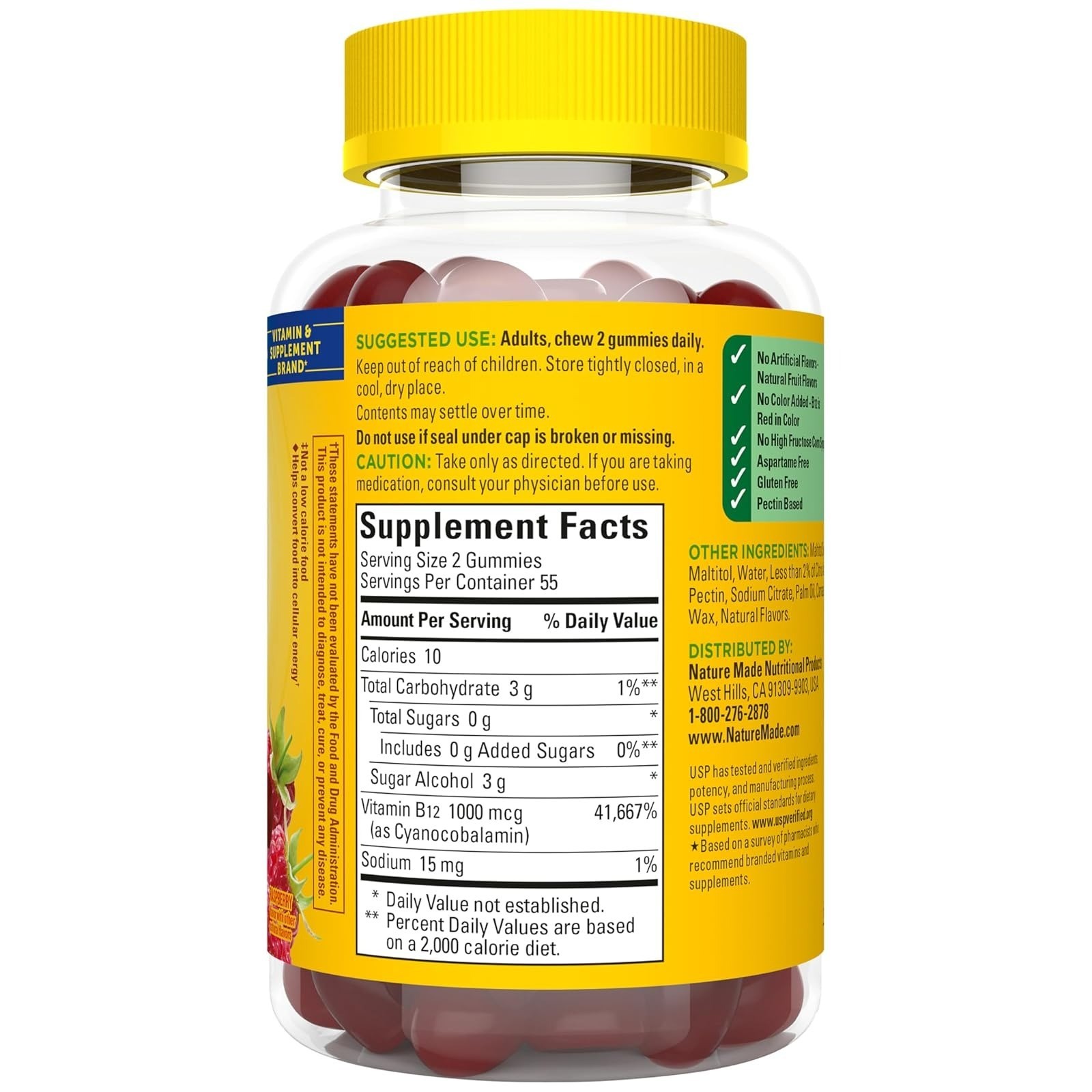 Nature Made Zero Sugar Energy Vitamin B12 Gummies 1000 mcg – 110 Count