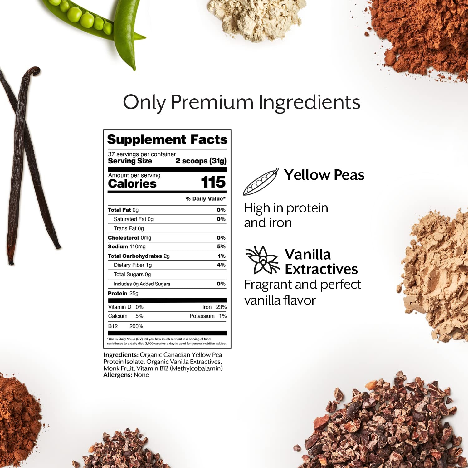 ProMix Nutrition PlantBased Vegan Protein Powder, Vanilla Pea Protein & Vita…