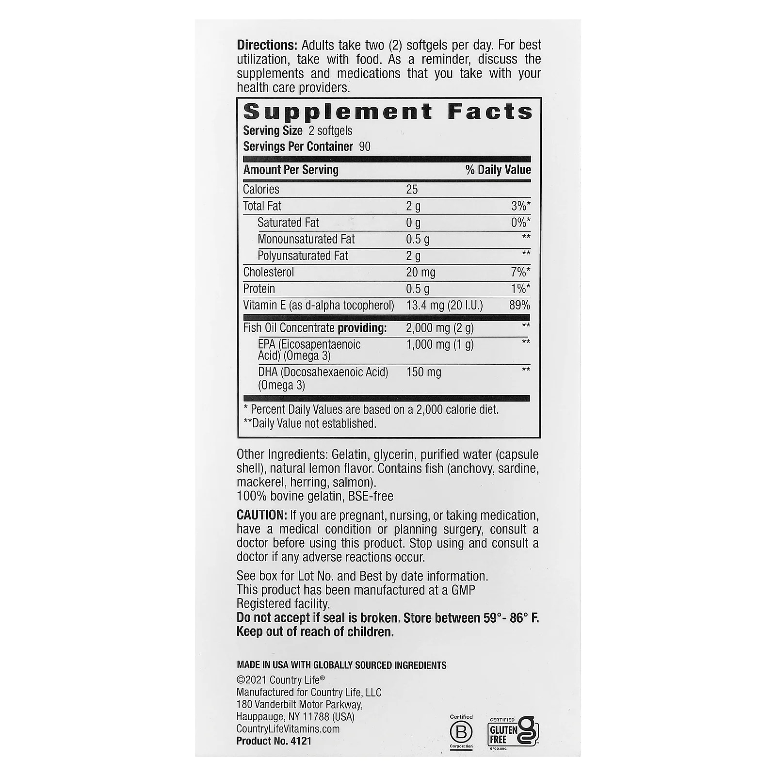 2 X Country Life, Omega 3 Mood�, Natural Lemon, 180 Softgels