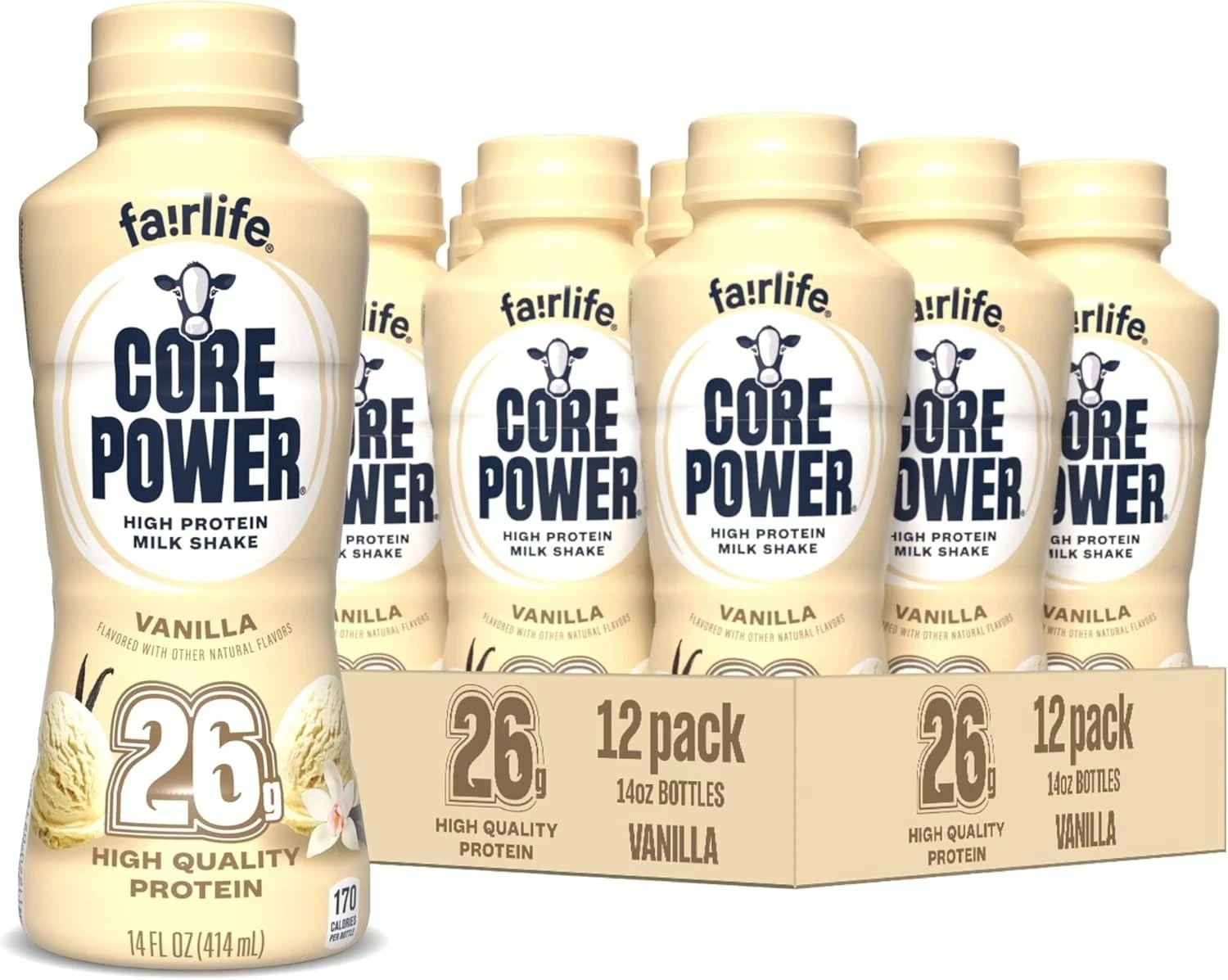 Core Power Vanilla Protein Shake 26g, 14oz Bottle, 12-Pack