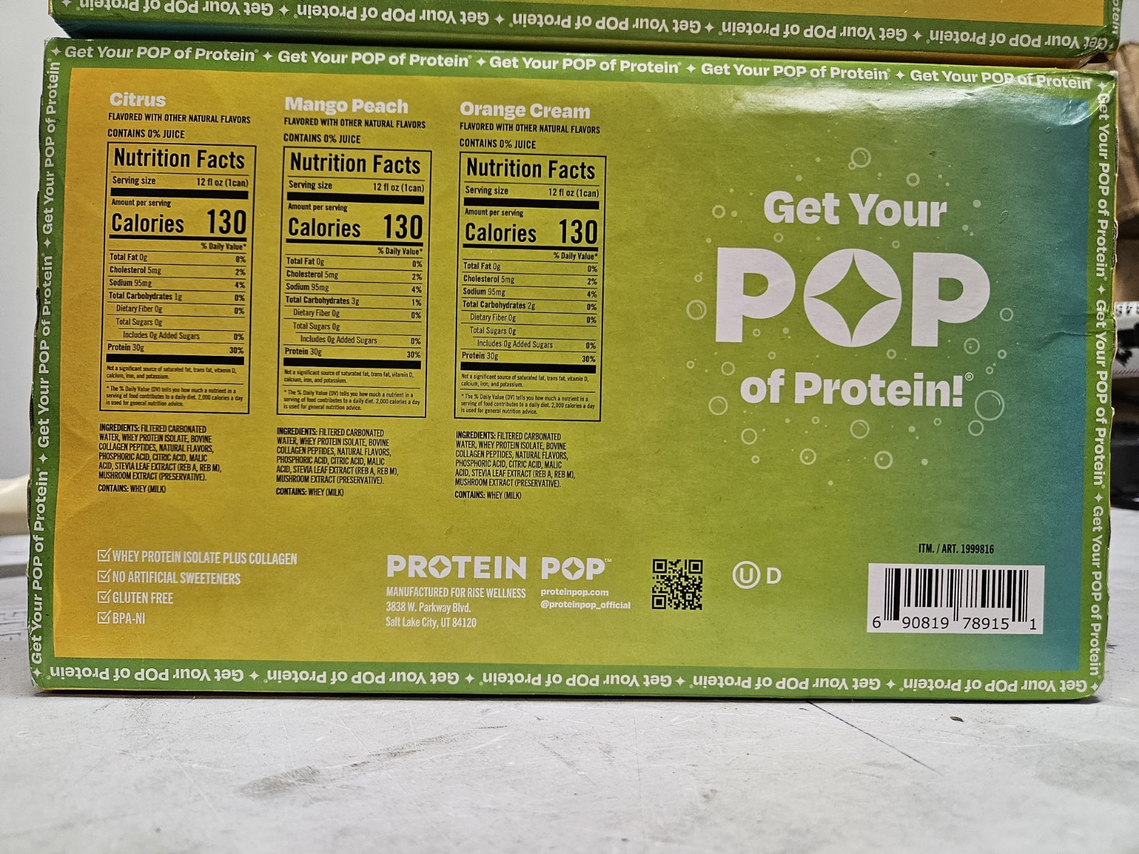 Protein Pop Plus Sparkling 30g Protein Drink, Variety, 12 fl oz, 15-Pack