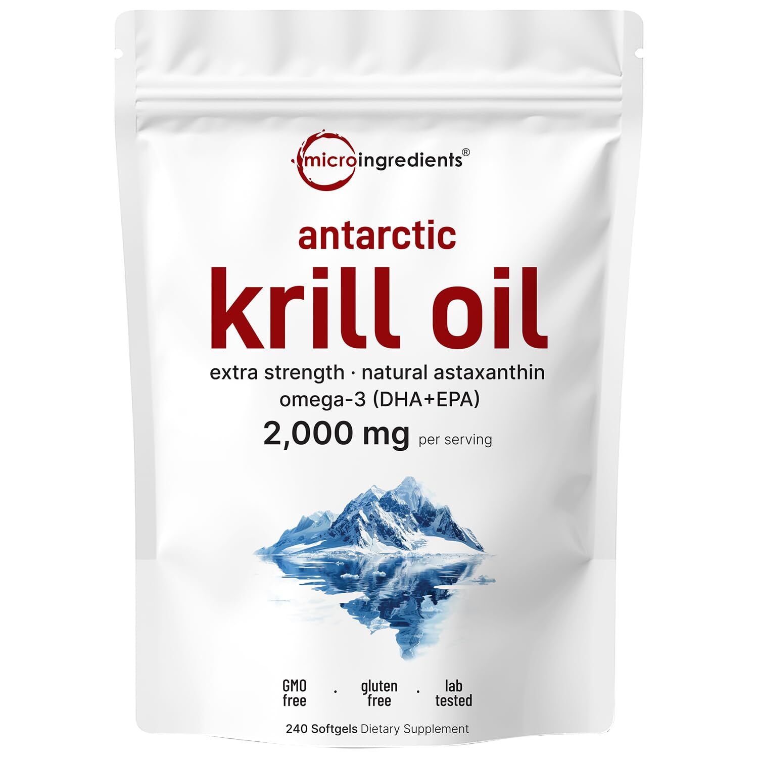 Micro Ingredients Antarctic Krill Oil Supplement 2000mg Per Serving 240 Soft