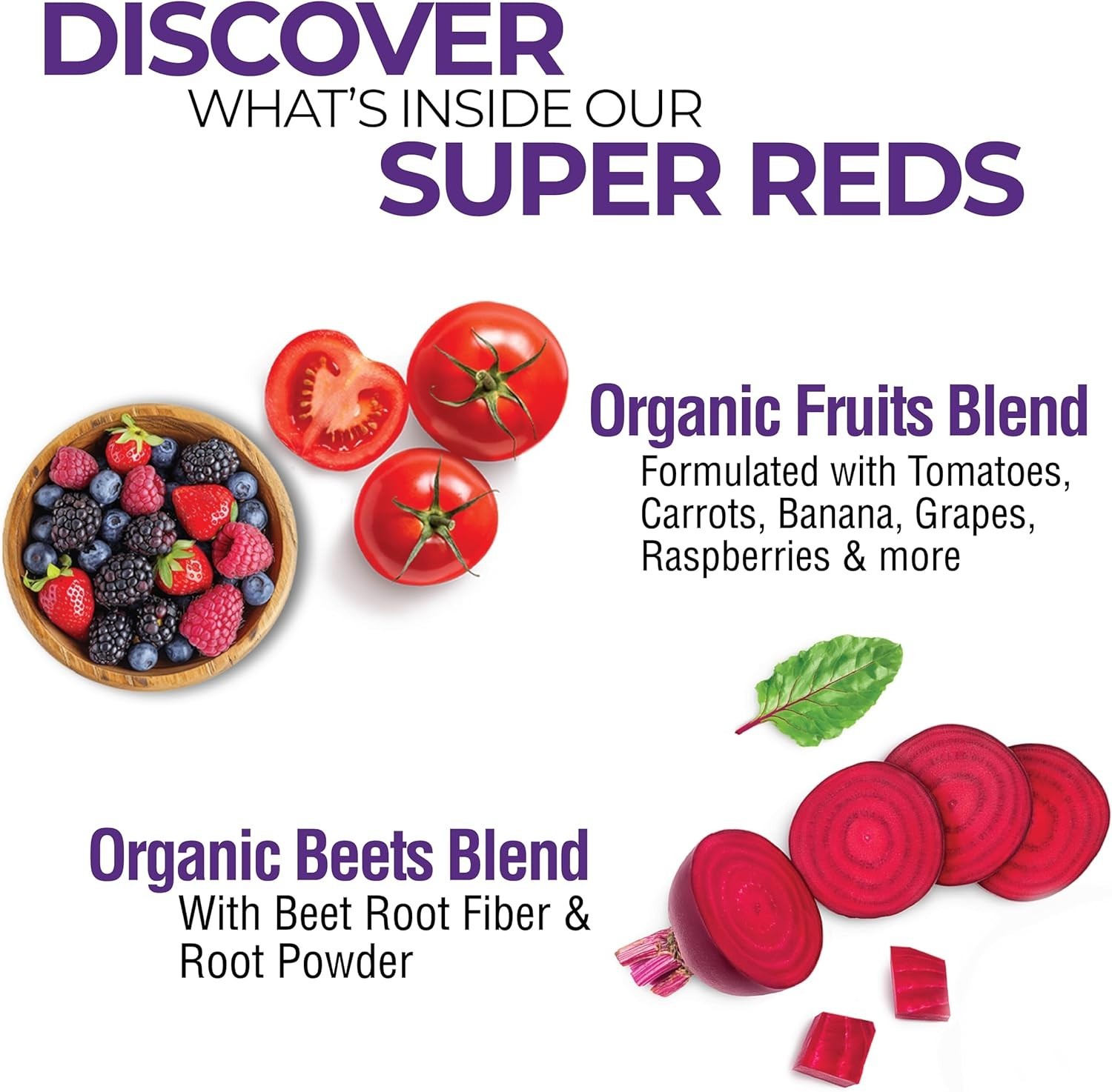 Energizing Super Reds Blend – 40 Antioxidant Fruits & Probiotics, 20 Servings