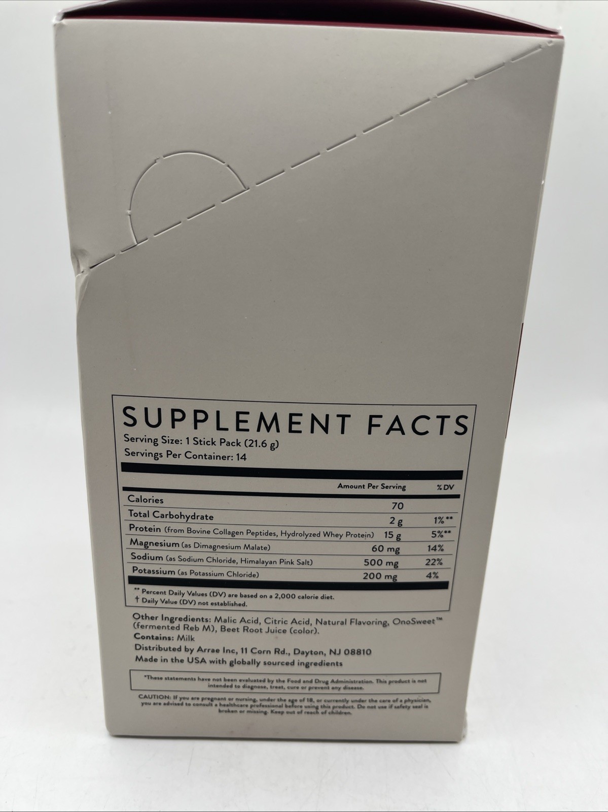 Arrae Clear Protein+ Raspberry Yuzu – 14 Stick Packs (Grass-Fed Whey, Collagen