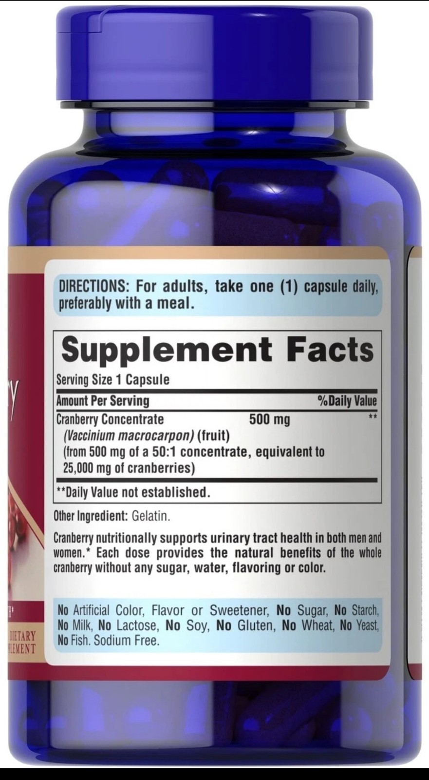 Puritans Pride One A Day Cranberry Capsules, 120 Count