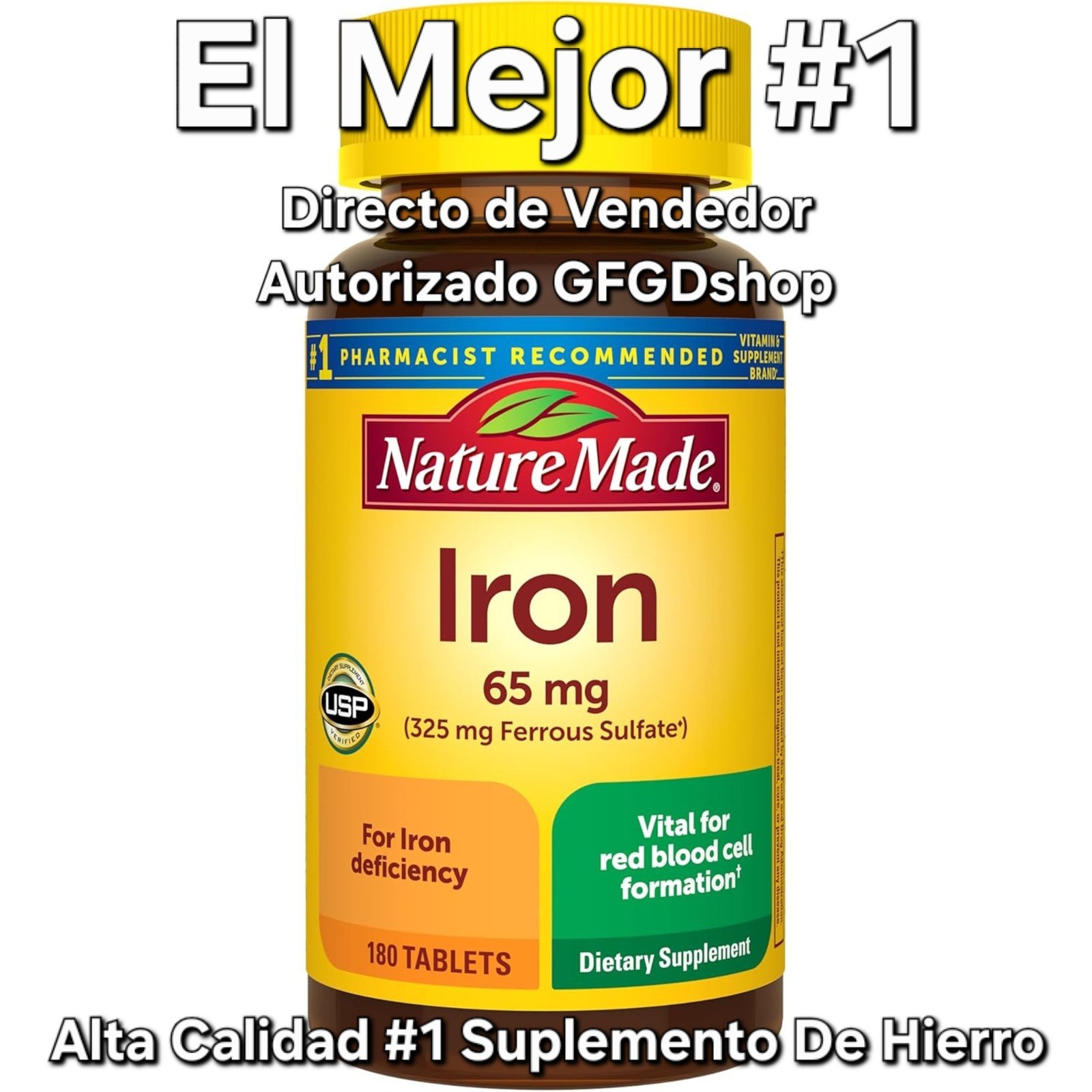 180 Tabletas De Hierro 65mg Con Vitaminas Mejor Pastillas Para Mujeres Y Hombres
