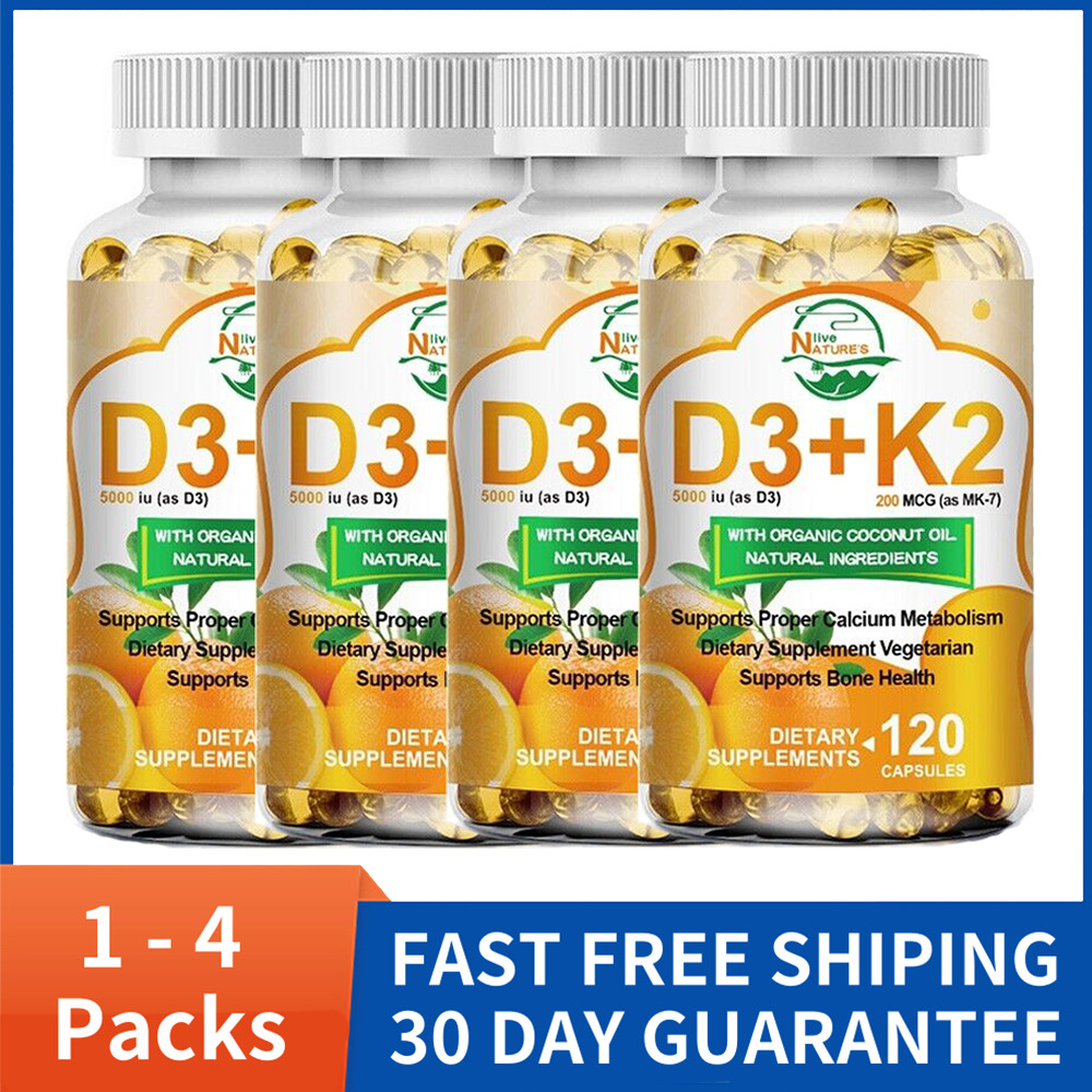 Vitamin D3 10,000IU and K2 MK-7 250mcg – 120 Capsules – Immune Support Wellness