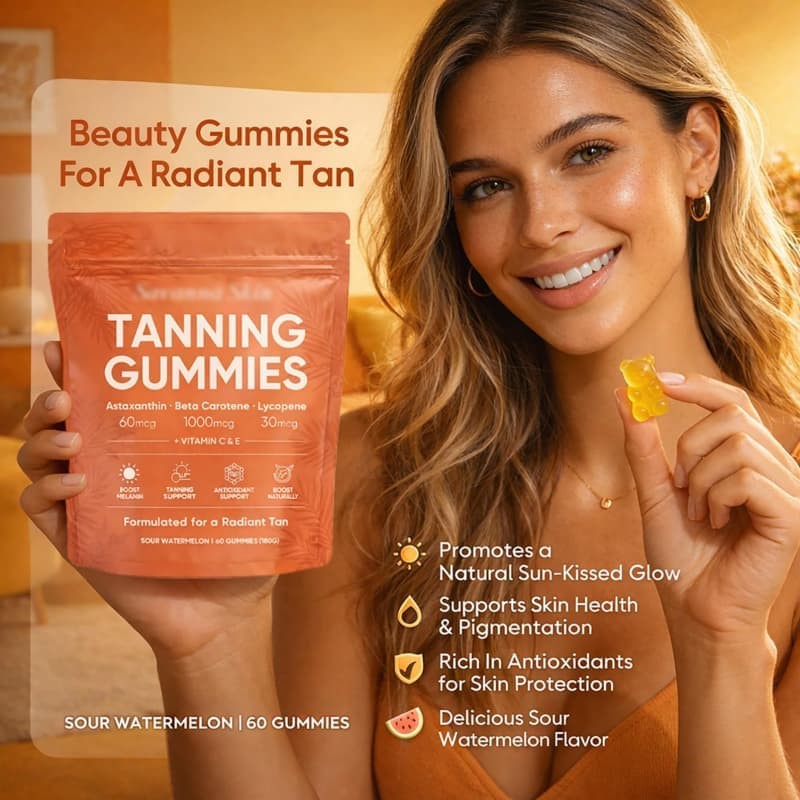 Beta Carotene 60 Count 1-2PACK Vegan | Tanning Gummies Sugar-Free Astaxanthin