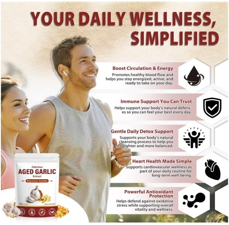 Odorless Aged Garlic Extract Capsules, 2-Year Aged Garlic with Magnesium