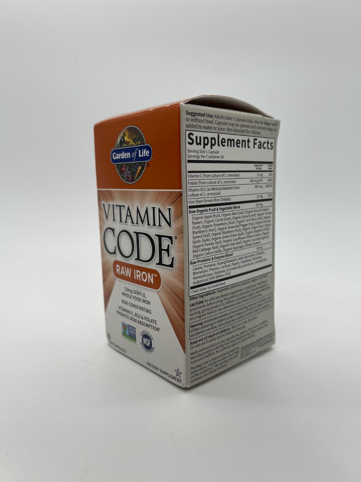 Vitamin Code Raw Iron 30Ct Capsules 1/2026