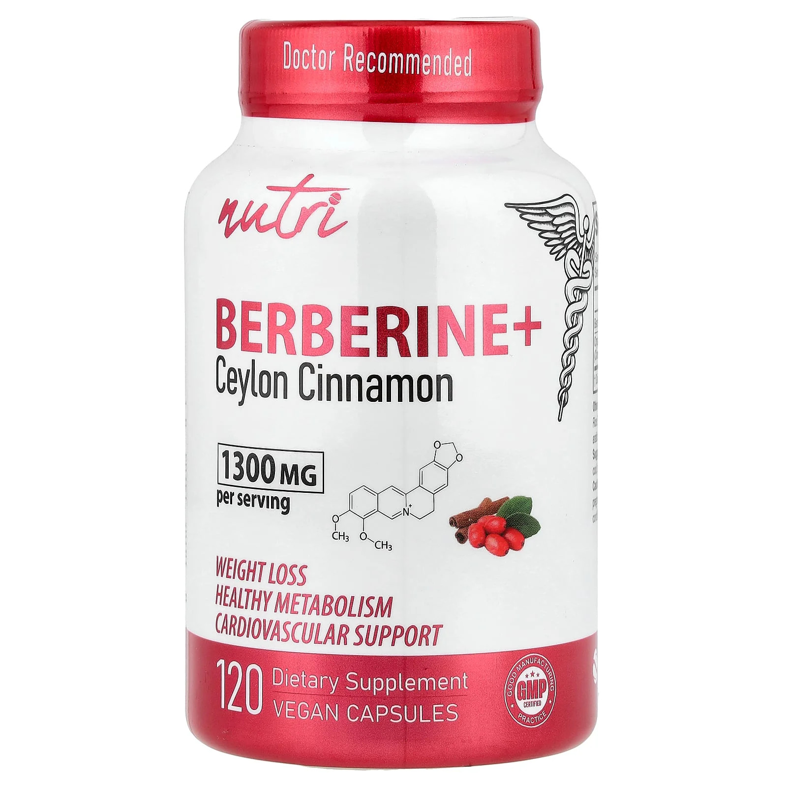 2 X Nutri, Berberine + Ceylon Cinnamon, 120 Vegan Capsules