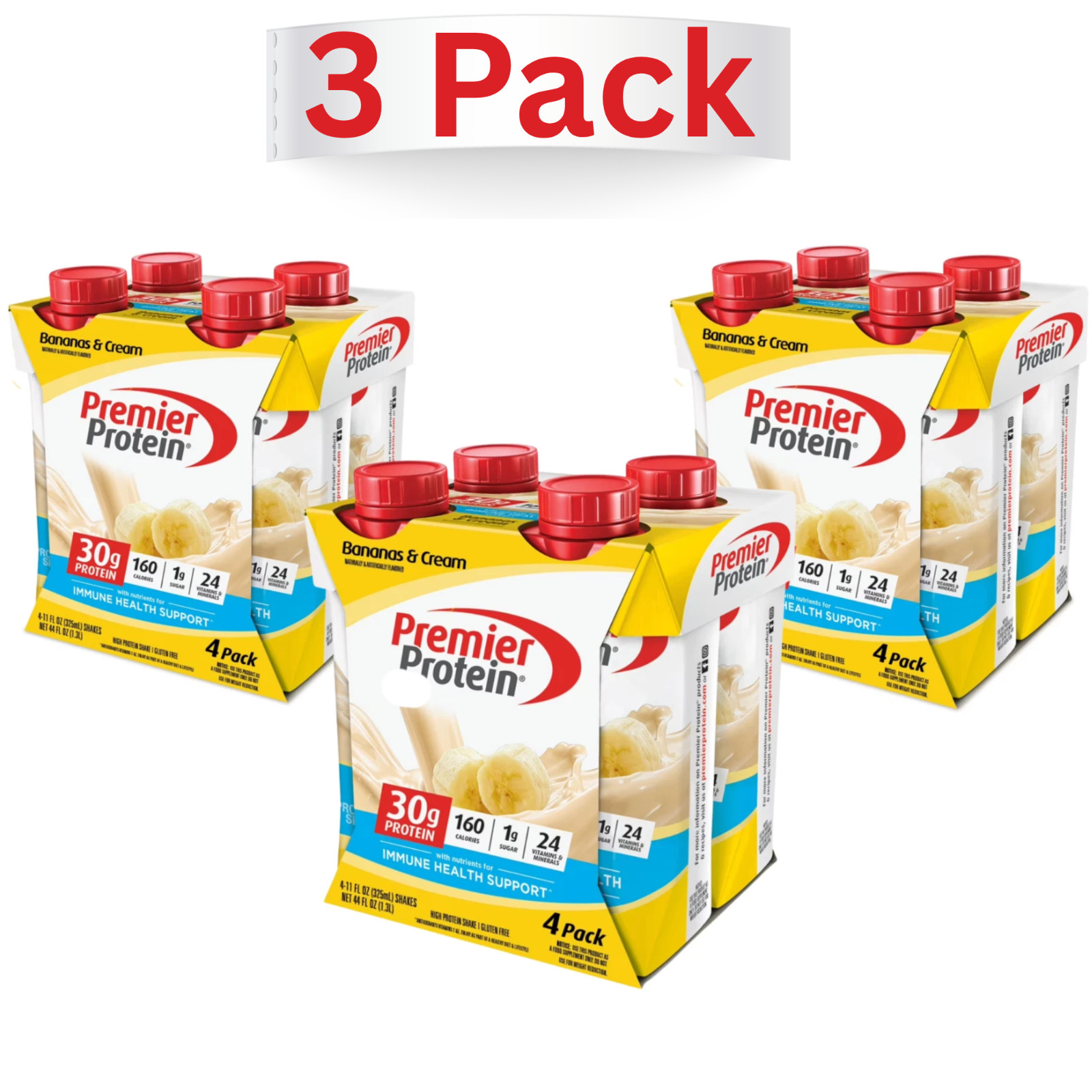 Premier Protein Shake, Bananas & Cream, 30g Protein, 11.5 fl oz, 12 Ct