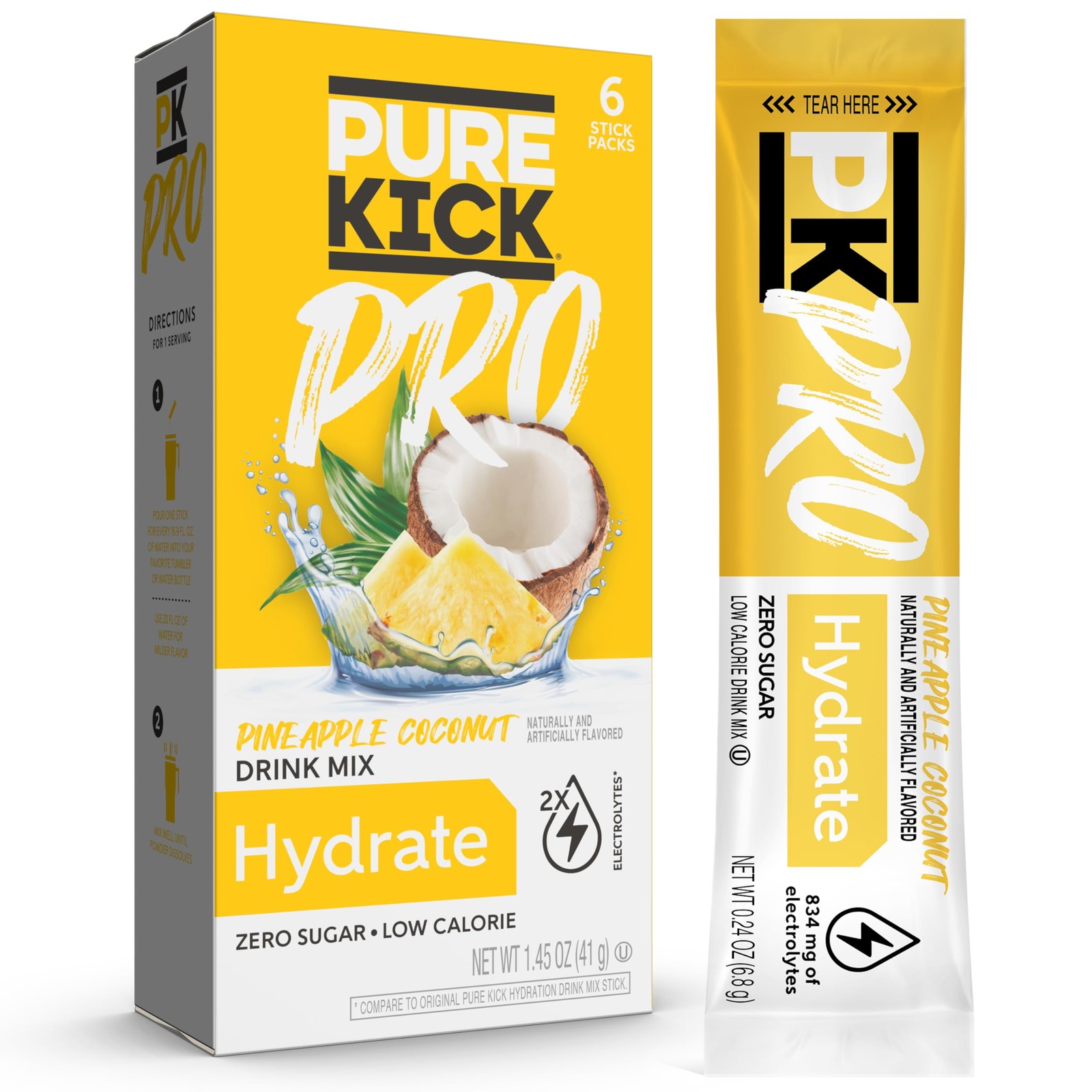 PURE KICK PRO Hydration Electrolyte Drink Mix, 0.24 Ounce (Pack of 6)