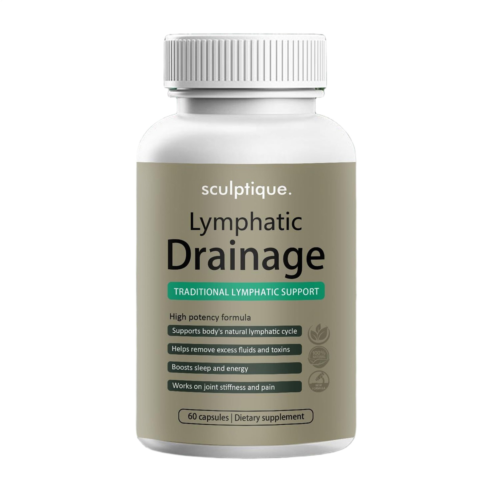 Sculptique Lymphatic Supplement, Drainage 60 Capsules per Bottle, 1 to 3 Bottles