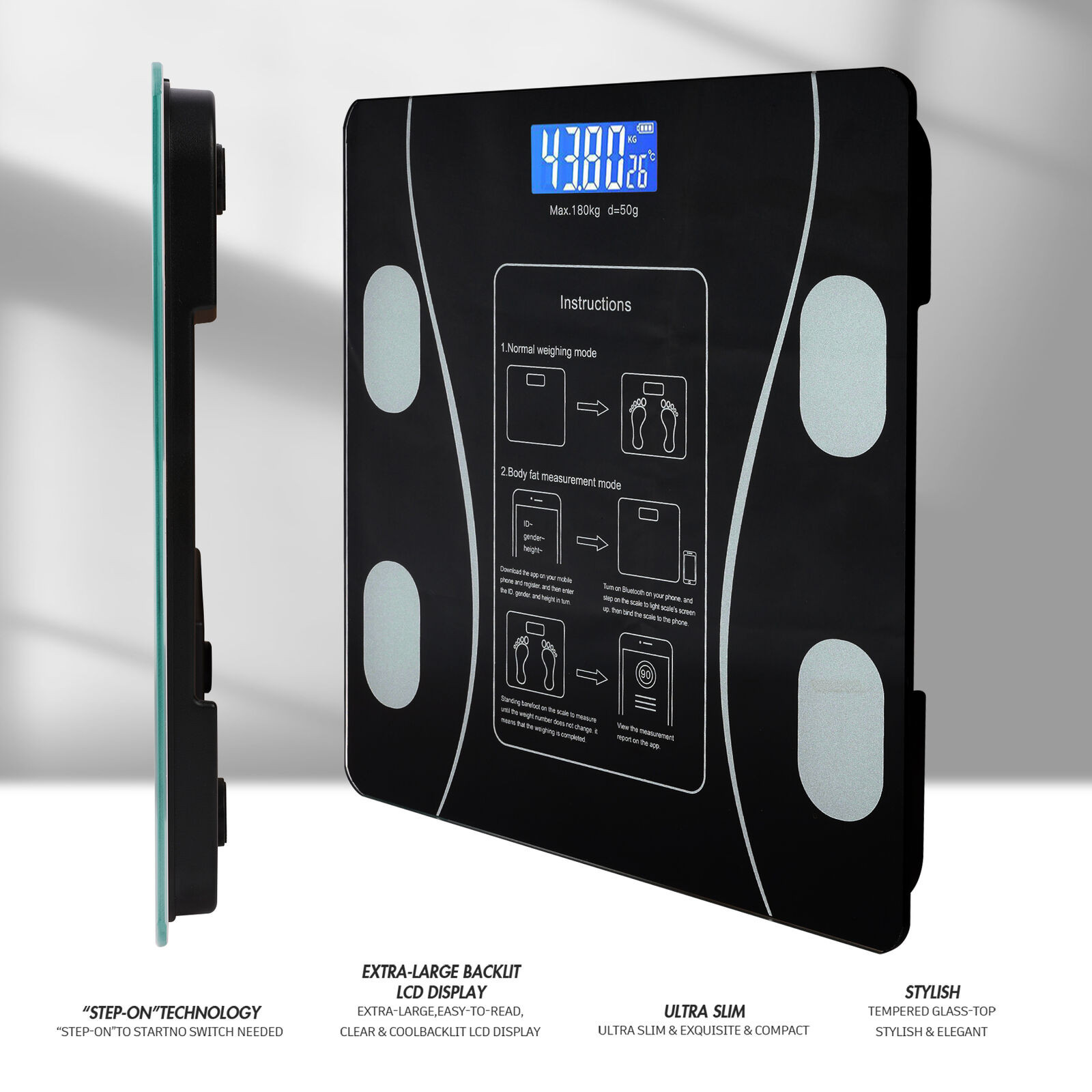 Smart Scale For Body Weight BMI Bluetooth Body Fat Scale Digital Bathroom Scale