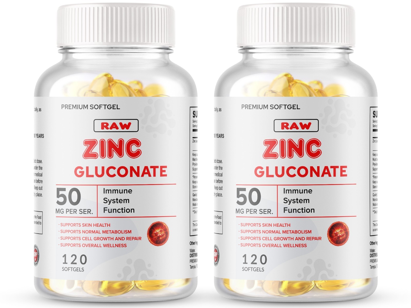 Zinc Gluconate 50mg 240 Servings Softgels Gluten Free Non-GMO USA MADE Shipped