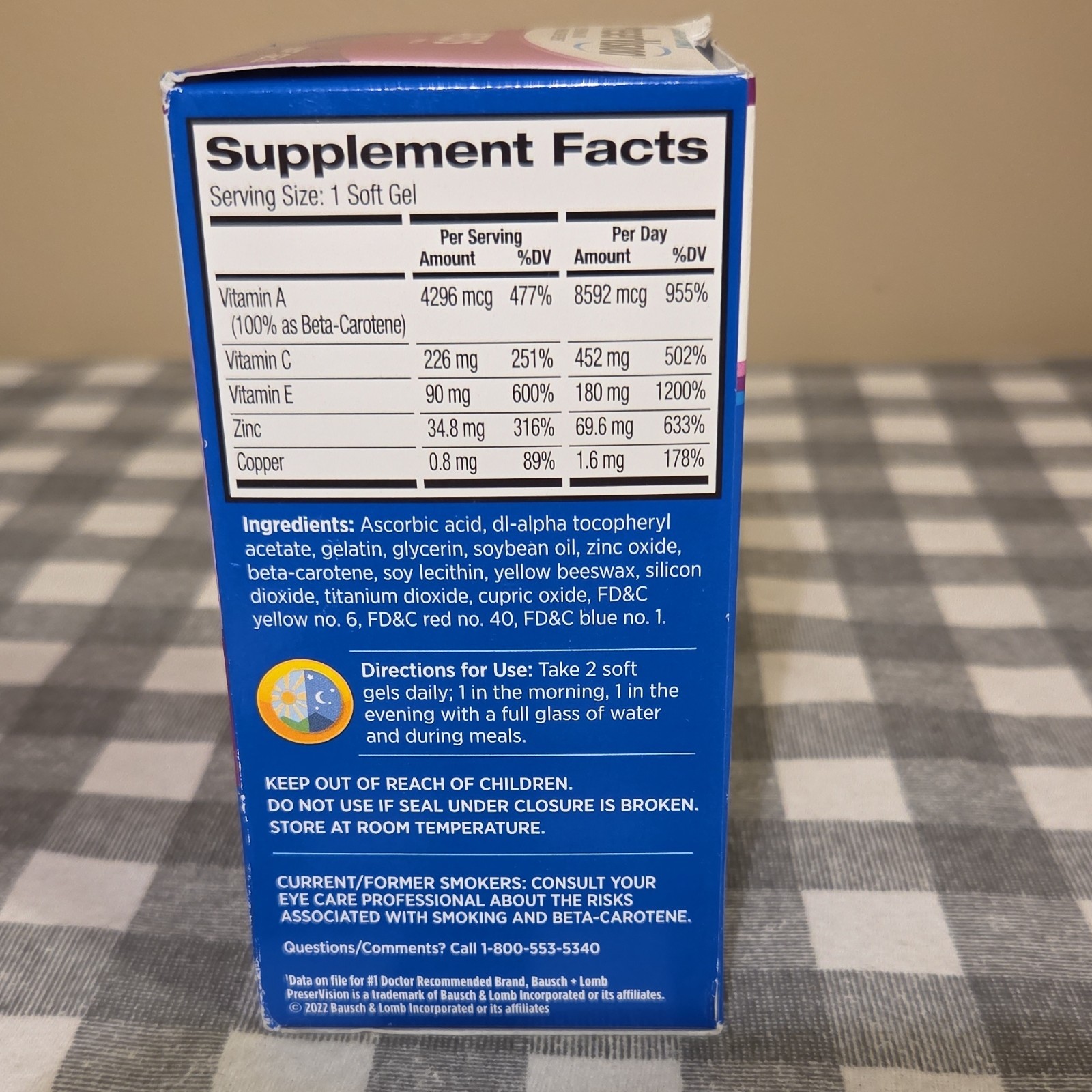 Bausch + Lomb PreserVision AREDS Eye Health Softgels 120 Ct Doctor Recommended