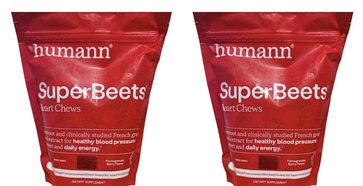 2 Bags HumanN SuperBeets Heart Chews Advanced, Pomegranate/Berry 60ct ea New