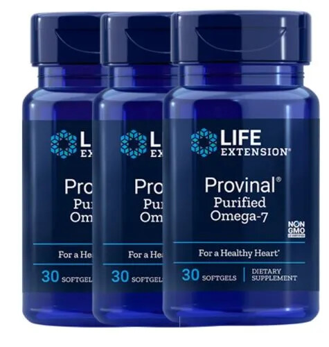 Life Extension Provinal Purified Omega-7, 30 Softgels ( 3 Bottles )