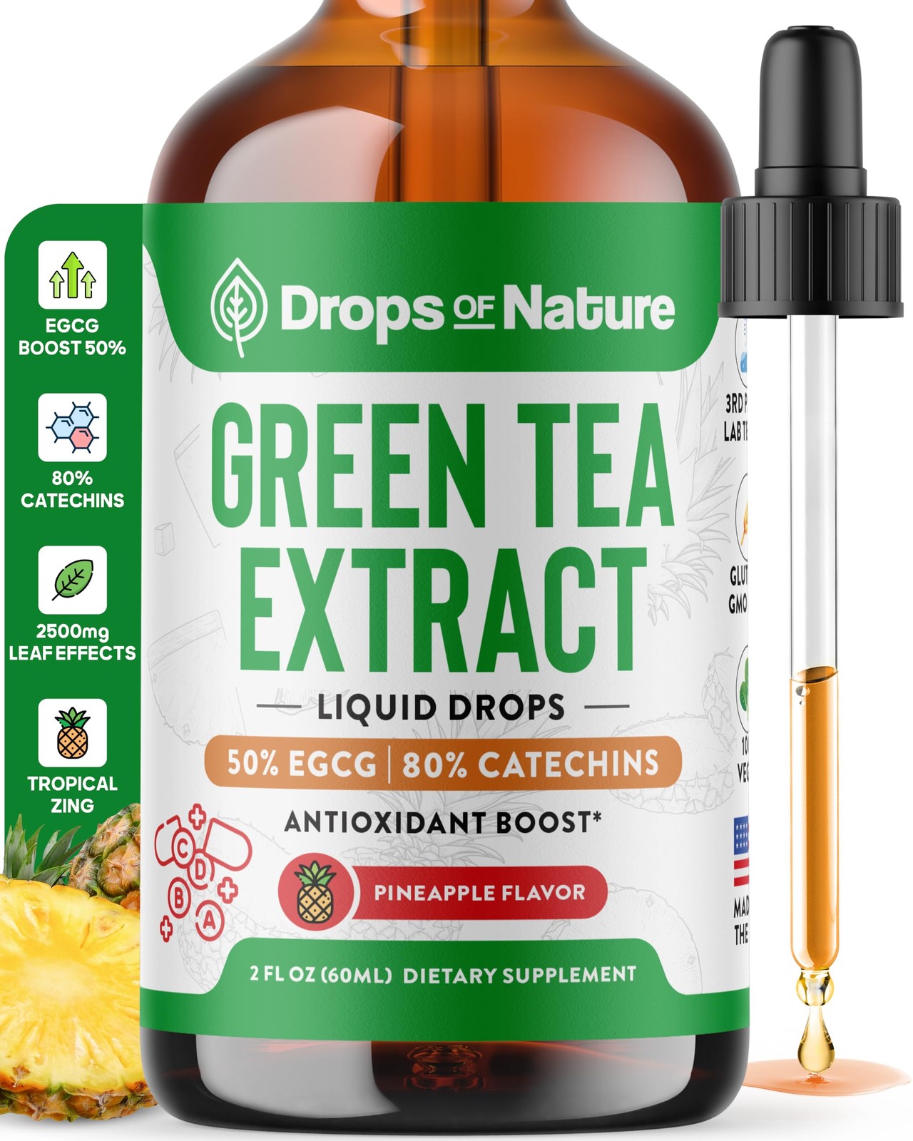 Green Tea 10:1 Extract 50% EGCG – Green Tea Liquid Drops – Vegan, 4X More Pow…