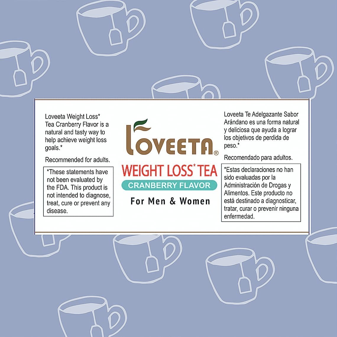 Natural Cranberry Weight Loss Tea – 15 Gluten-Free Tea Bags for Diet Support