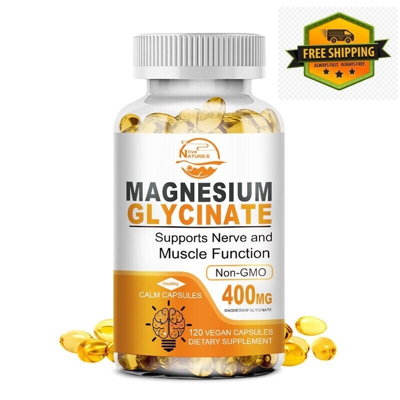 Magnesium Glycinate 400mg – 120 Capsules For Sleep, Stress Relief Support Bone