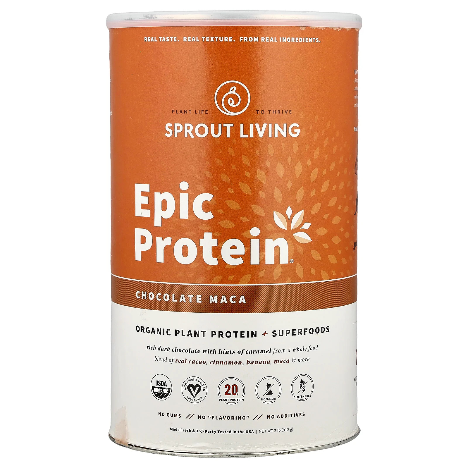 2 X Sprout Living, Epic Protein�, Organic Plant Protein + Superfoods, Chocolate