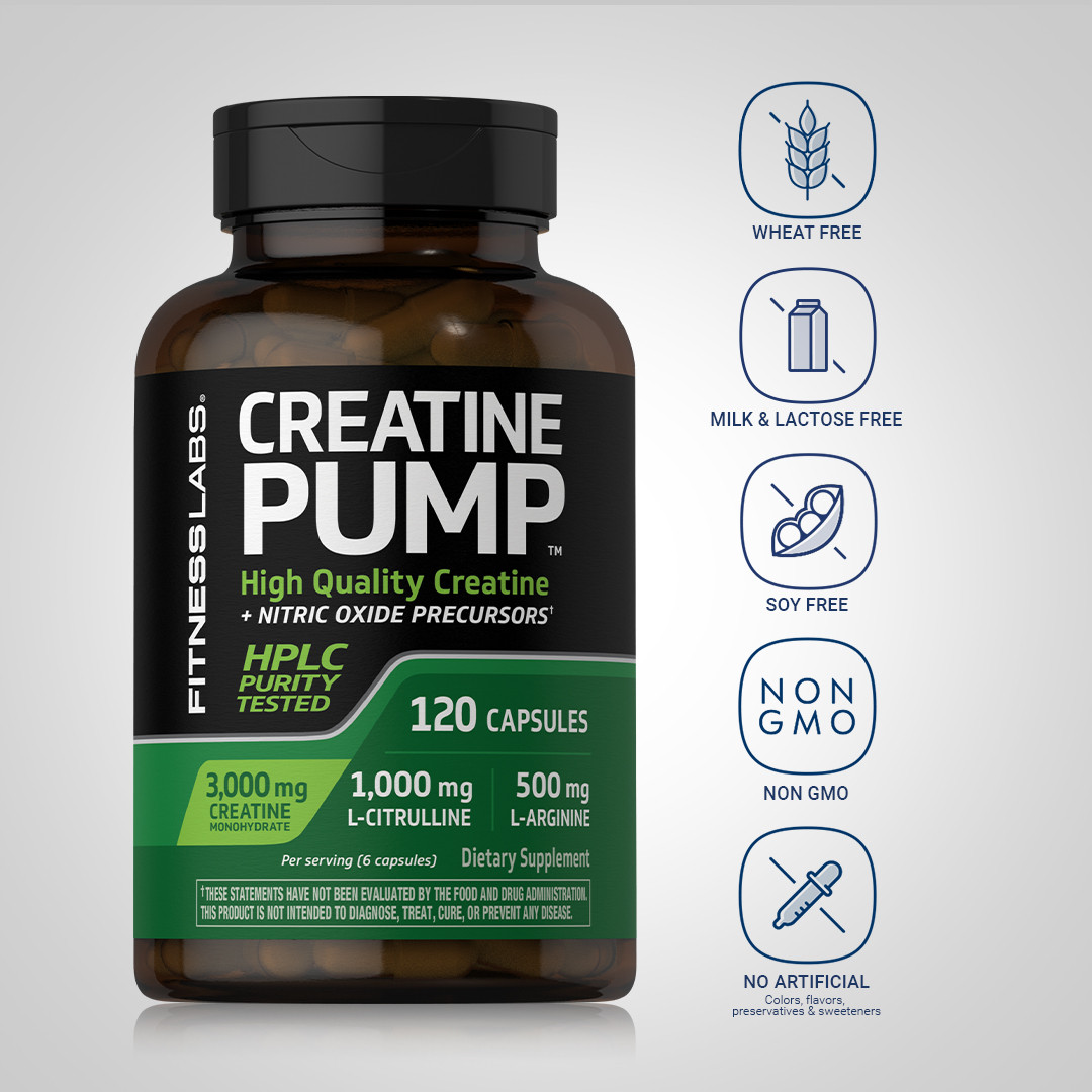 Creatine Capsules | 120 Count | 3000mg | Non-GMO | by Fitness Labs
