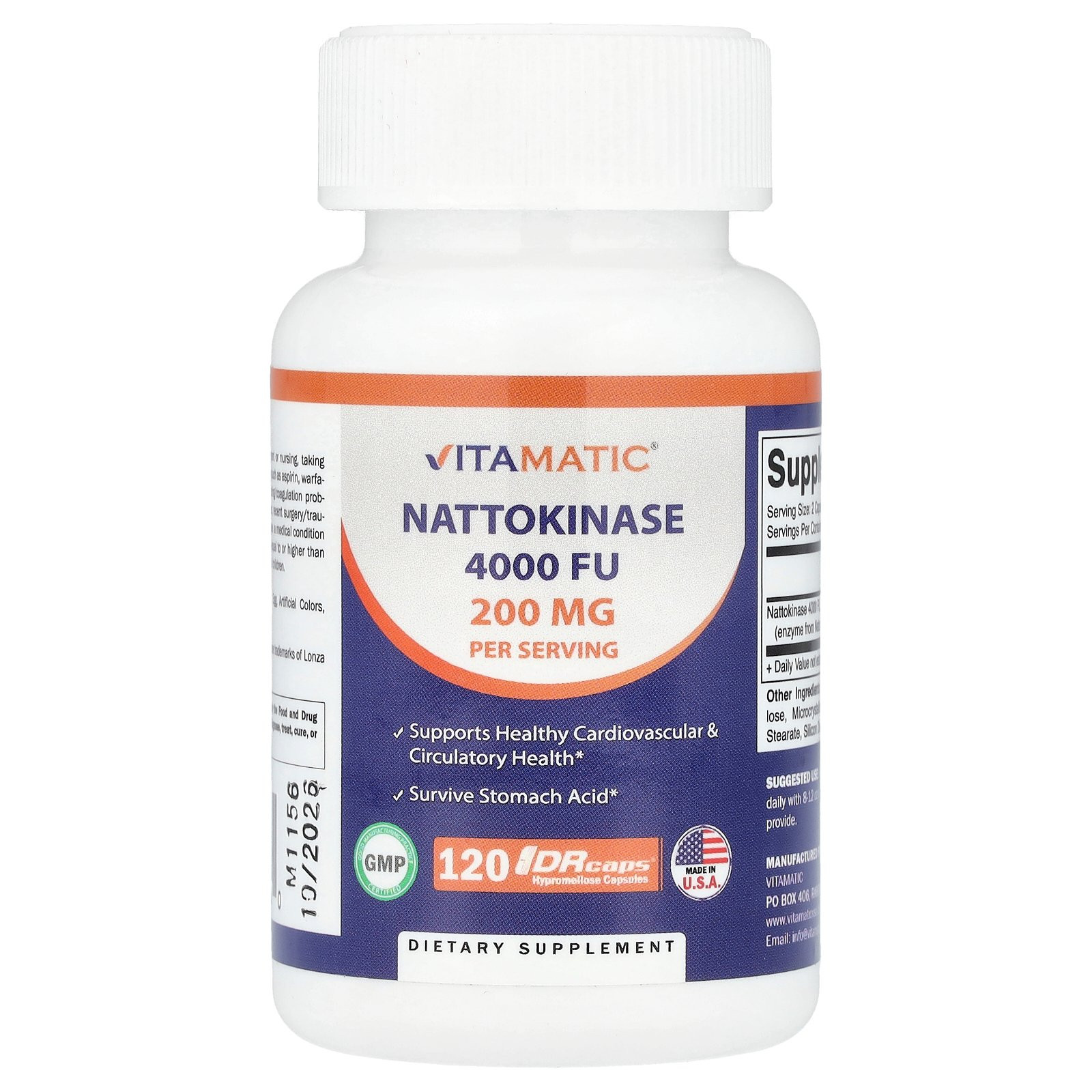 Nattokinase, 120 DRcaps® Hypromellose Capsules (100 mg per Capsule)