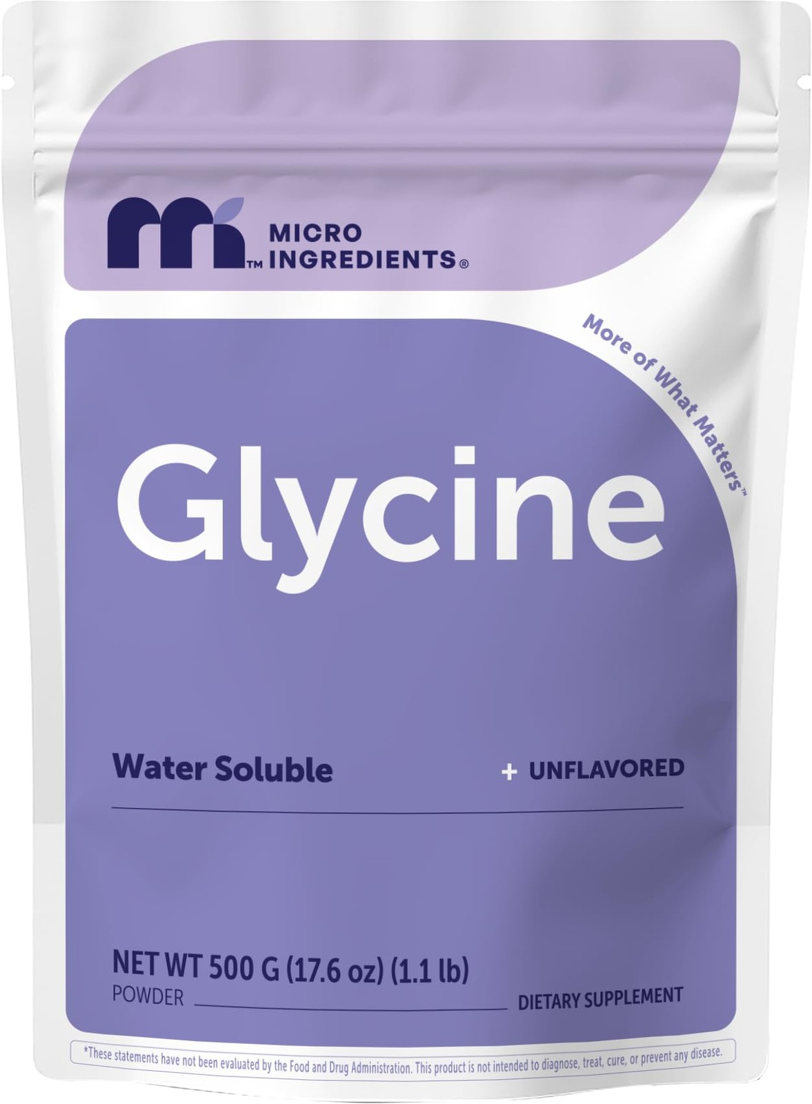 Micro Ingredients Glycine Powder, 500 g (1.1 Pounds), 1.1 Pound (Pack of 1)