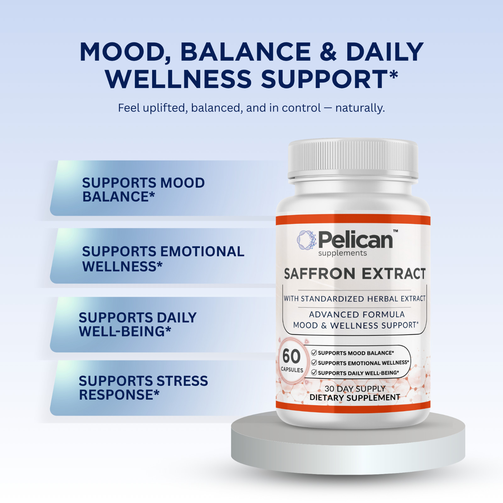 Pelican Saffron Extract – Mood Support & Stress Support – 60 Capsules
